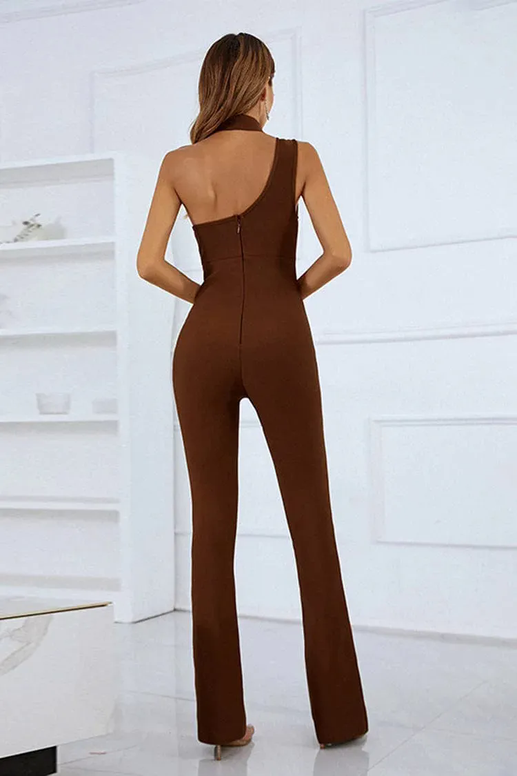 Rose Brown Cutout Bandage Jumpsuit Rose Brown Cutout Bandage Jumpsuit