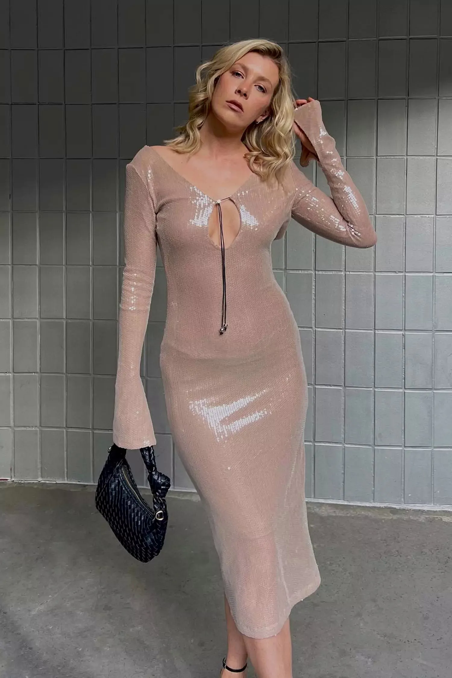 Lilly Maxi Sequin Dress-Apricot