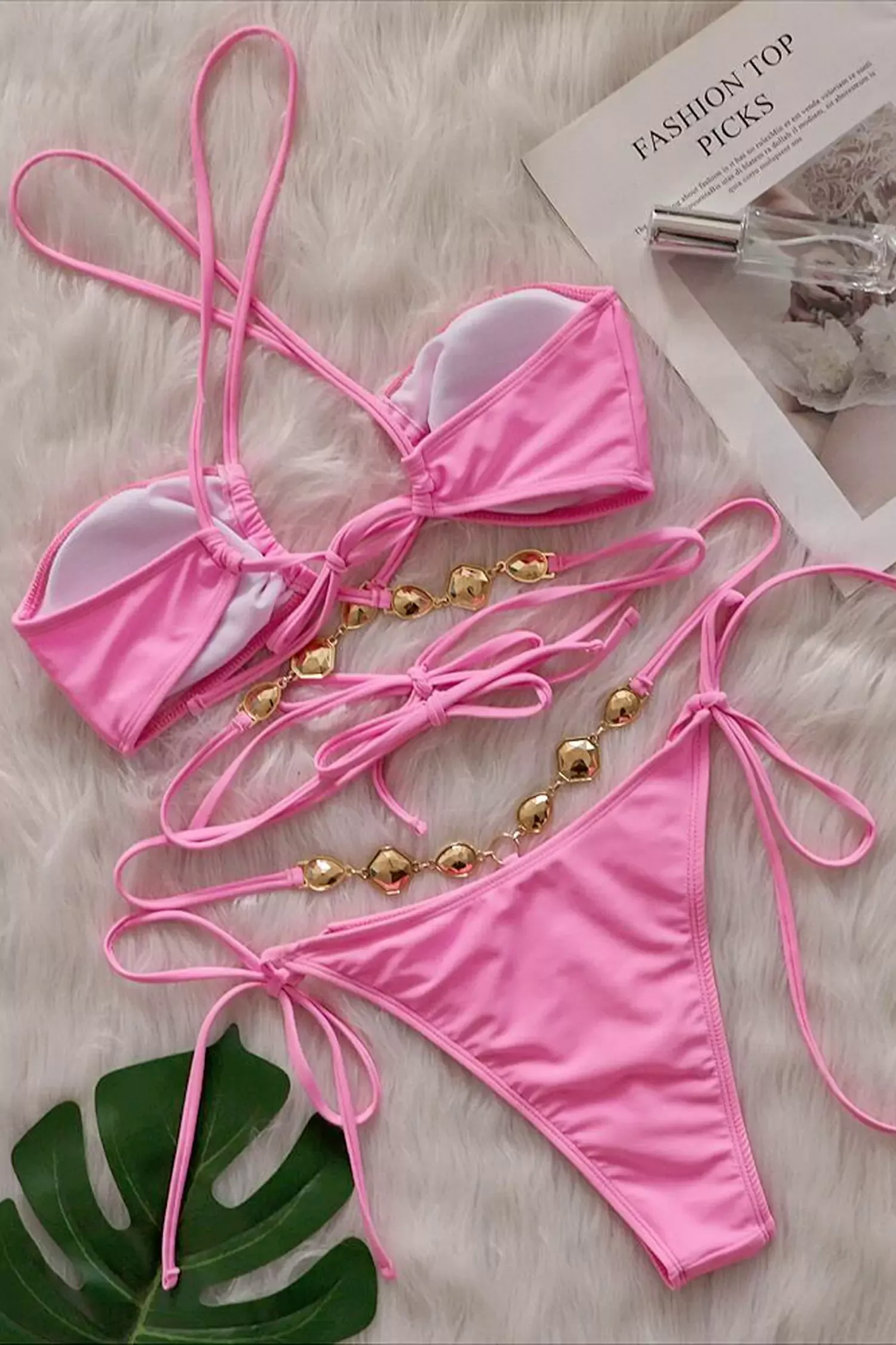 Ellen Pink Diamond Halter Strap Bikini Ellen Pink Diamond Halter Strap Bikini