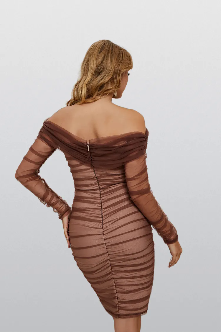 Ashley Brown Satin Ruched Bandage Dress Ashley Brown Satin Ruched Bandage Dress
