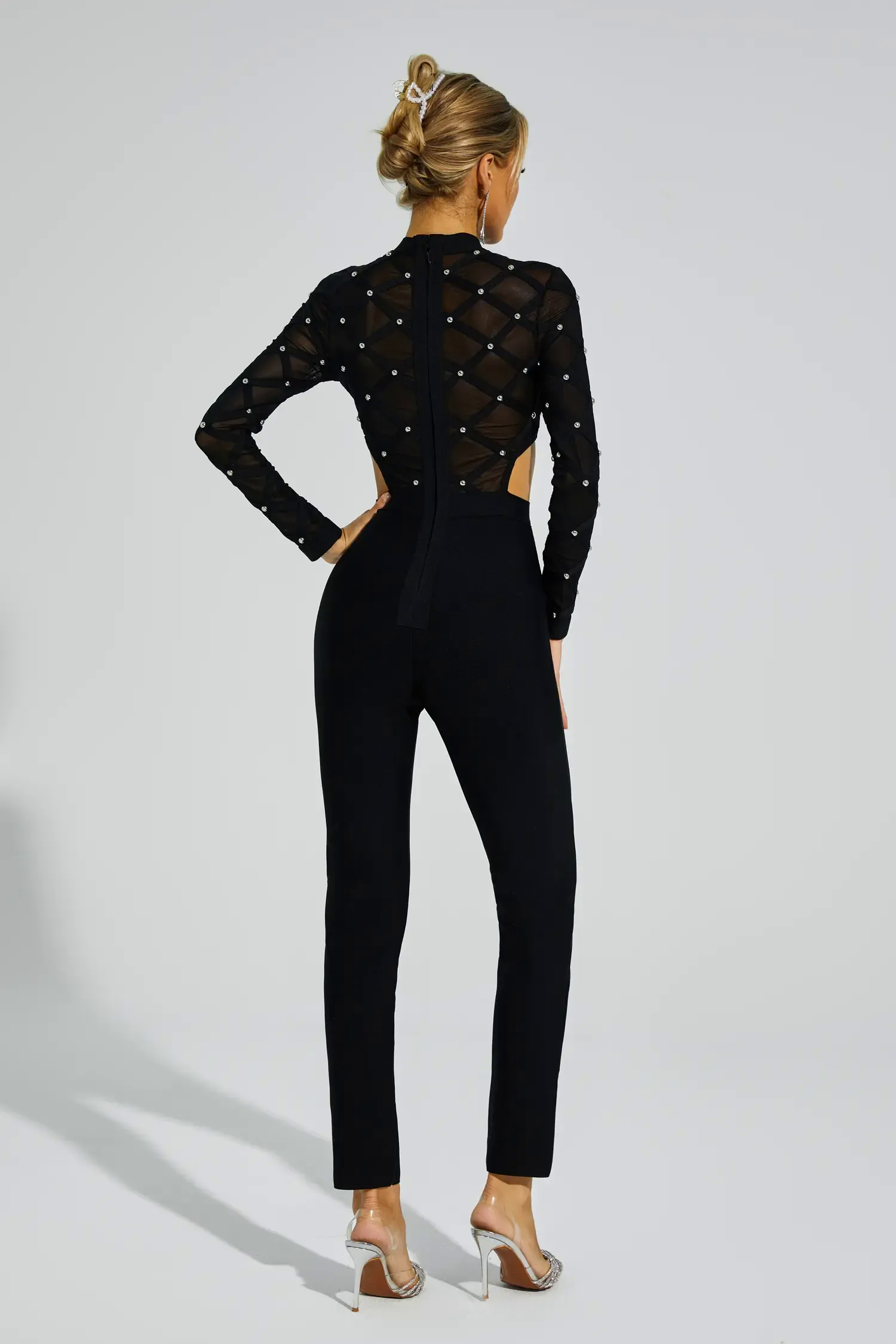 Carr Black Beaded Cut Out Jumpsuit Carr Black Beaded Cut Out Jumpsuit