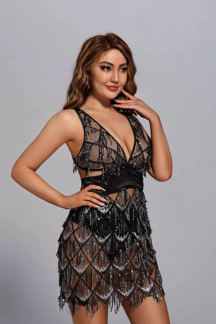 Isabella Black Sequin Mini Dress Isabella Black Sequin Mini Dress