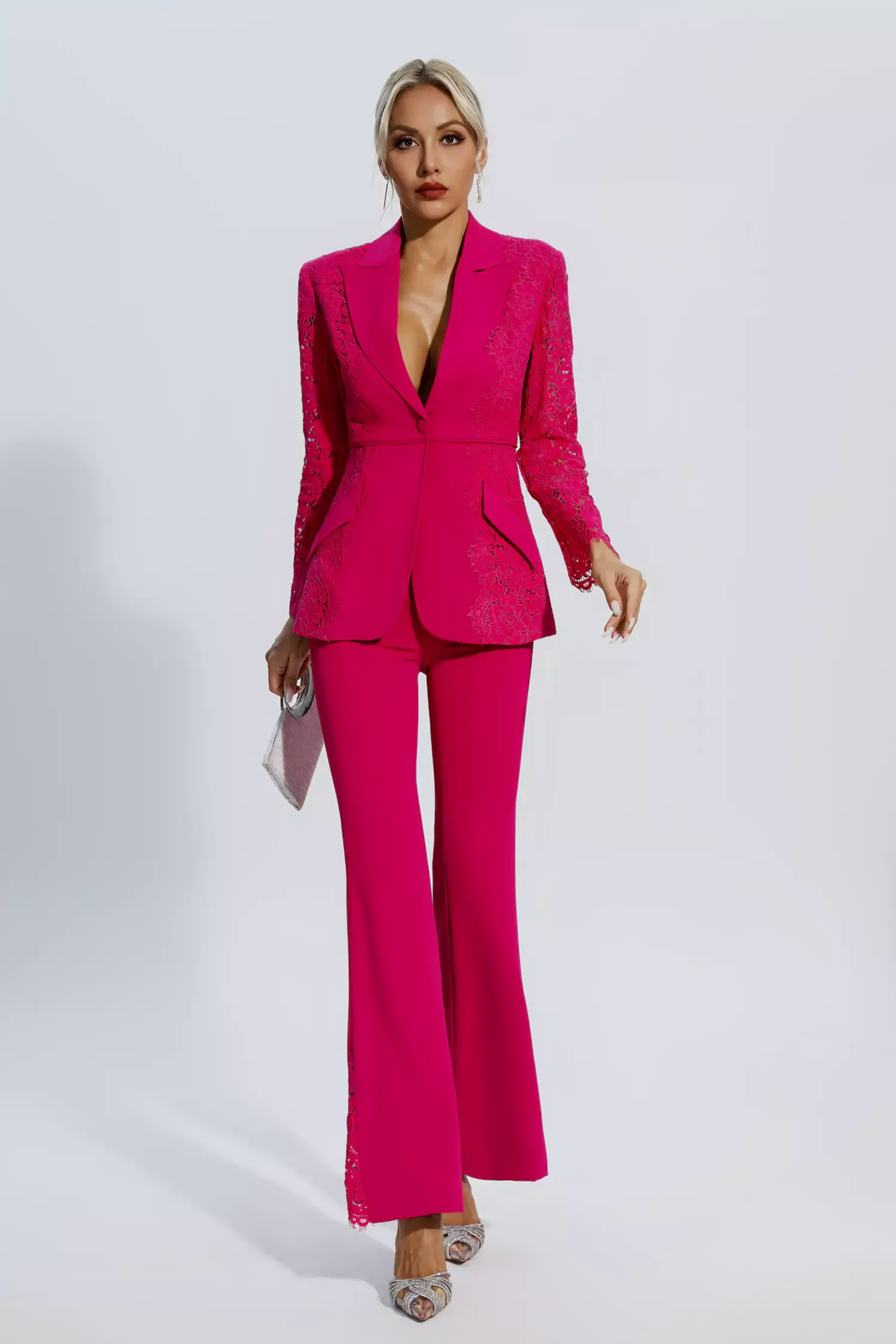 Emory Rose Red Floral Lace Blazer Set Emory Rose Red Floral Lace Blazer Set