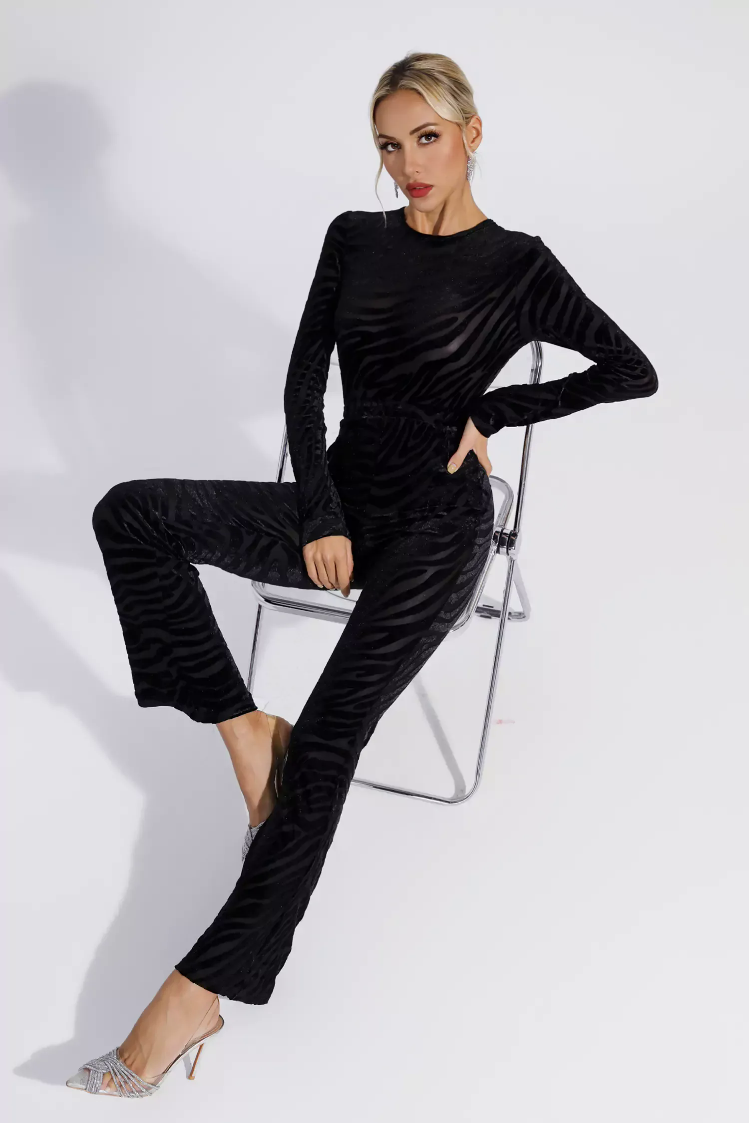 Jaliyah Black Zebra Printed One-piece Top Set Jaliyah Black Zebra Printed One-piece Top Set
