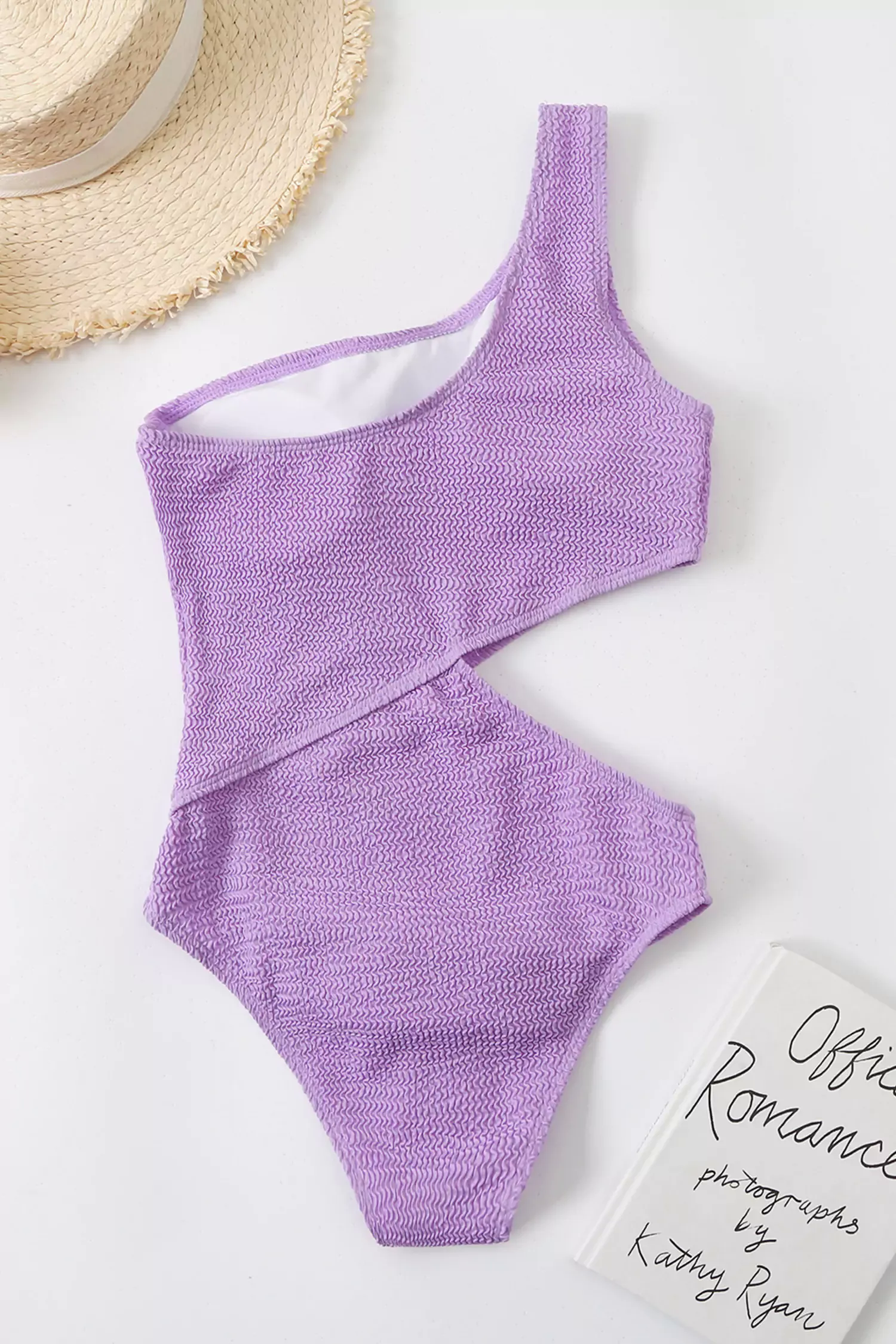 Amaris Purple One Shoulder Cut Our Swimwear