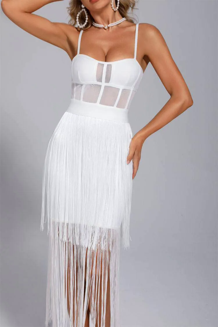 Ellie White Slip Tassel Party Dress Ellie White Slip Tassel Party Dress