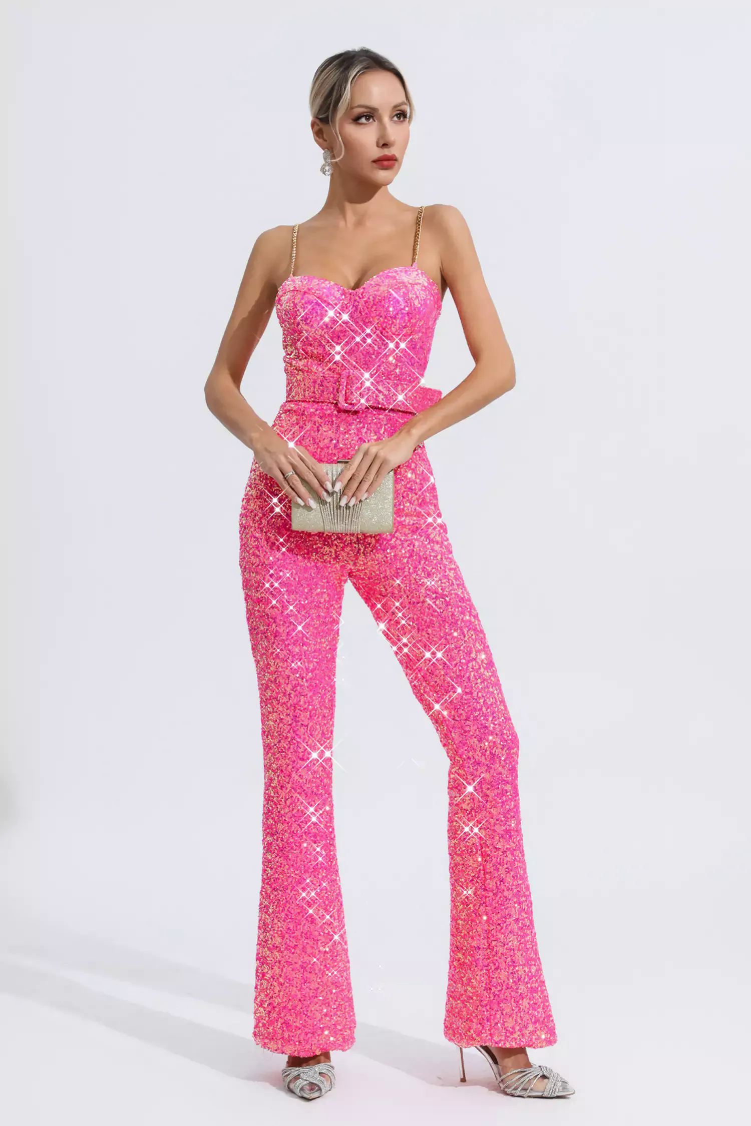 Fallon Rose Red Sequins Jumpsuit