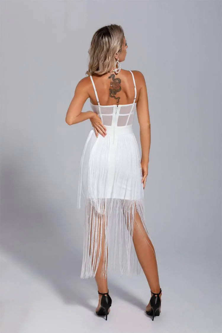 Ellie White Slip Tassel Party Dress Ellie White Slip Tassel Party Dress