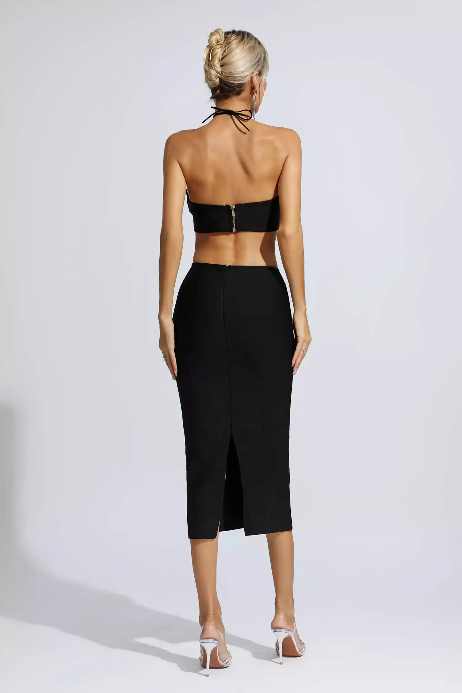 Skye Black Floral Cutout Midi Dress