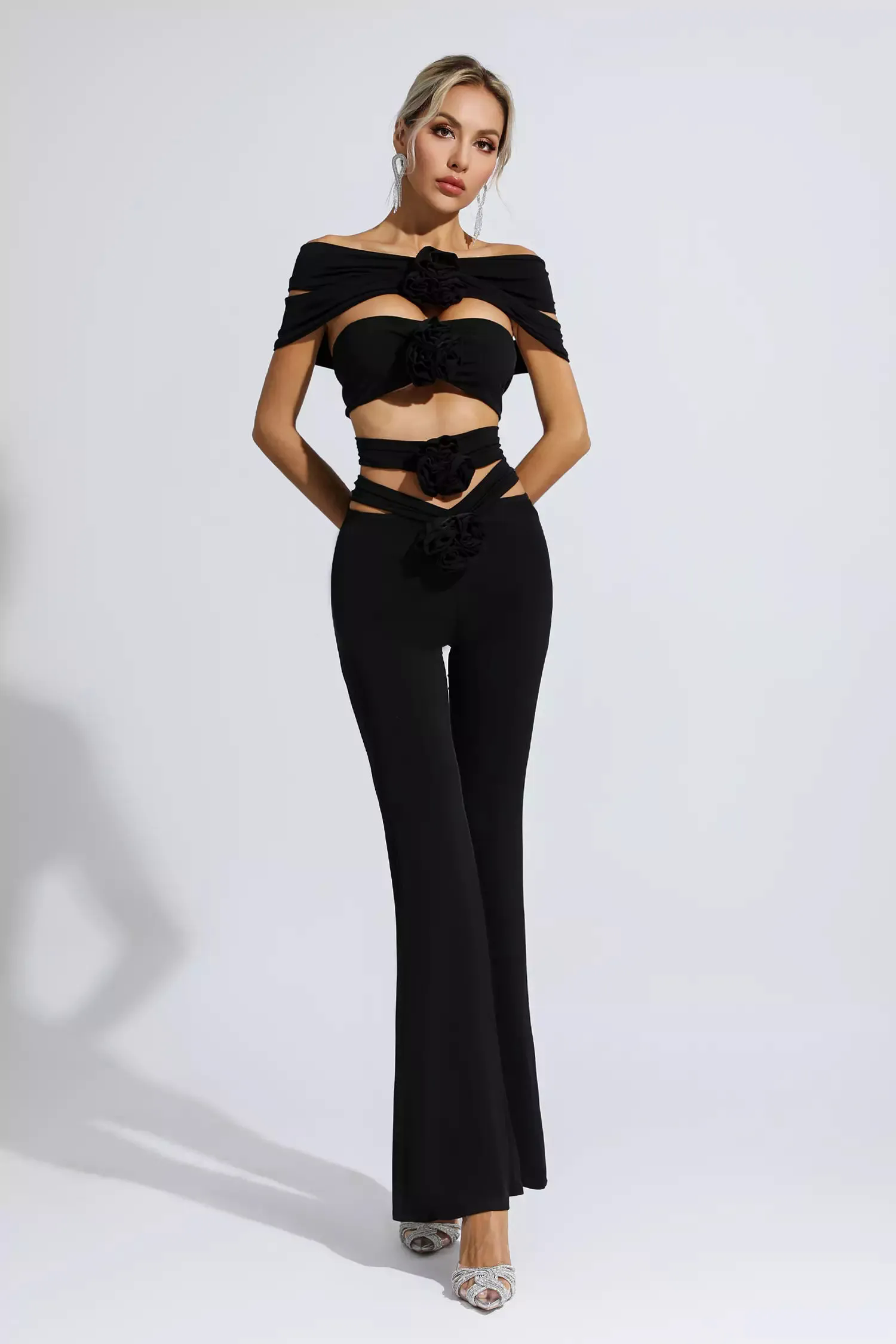 Makenzie Black Floral Cutout Set