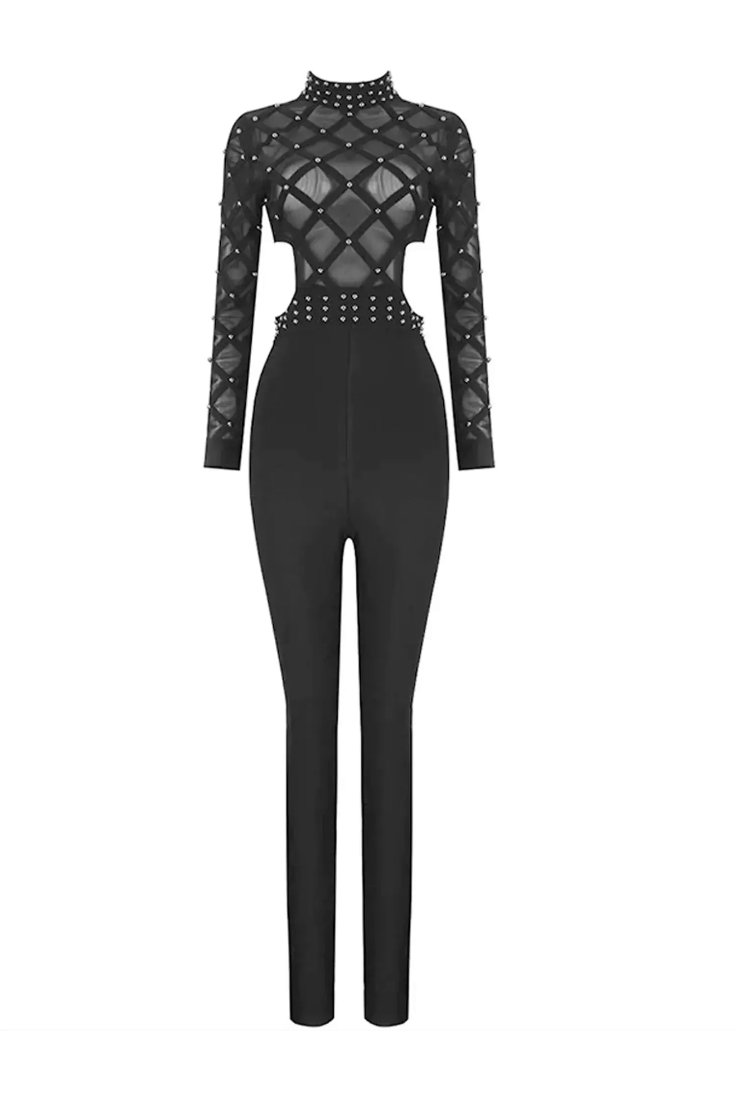 Carr Black Beaded Cut Out Jumpsuit Carr Black Beaded Cut Out Jumpsuit