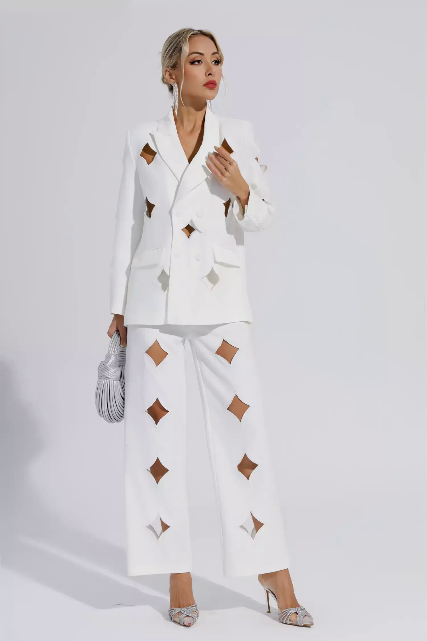 Kensley White Star Cutout Blazer Set Kensley White Star Cutout Blazer Set