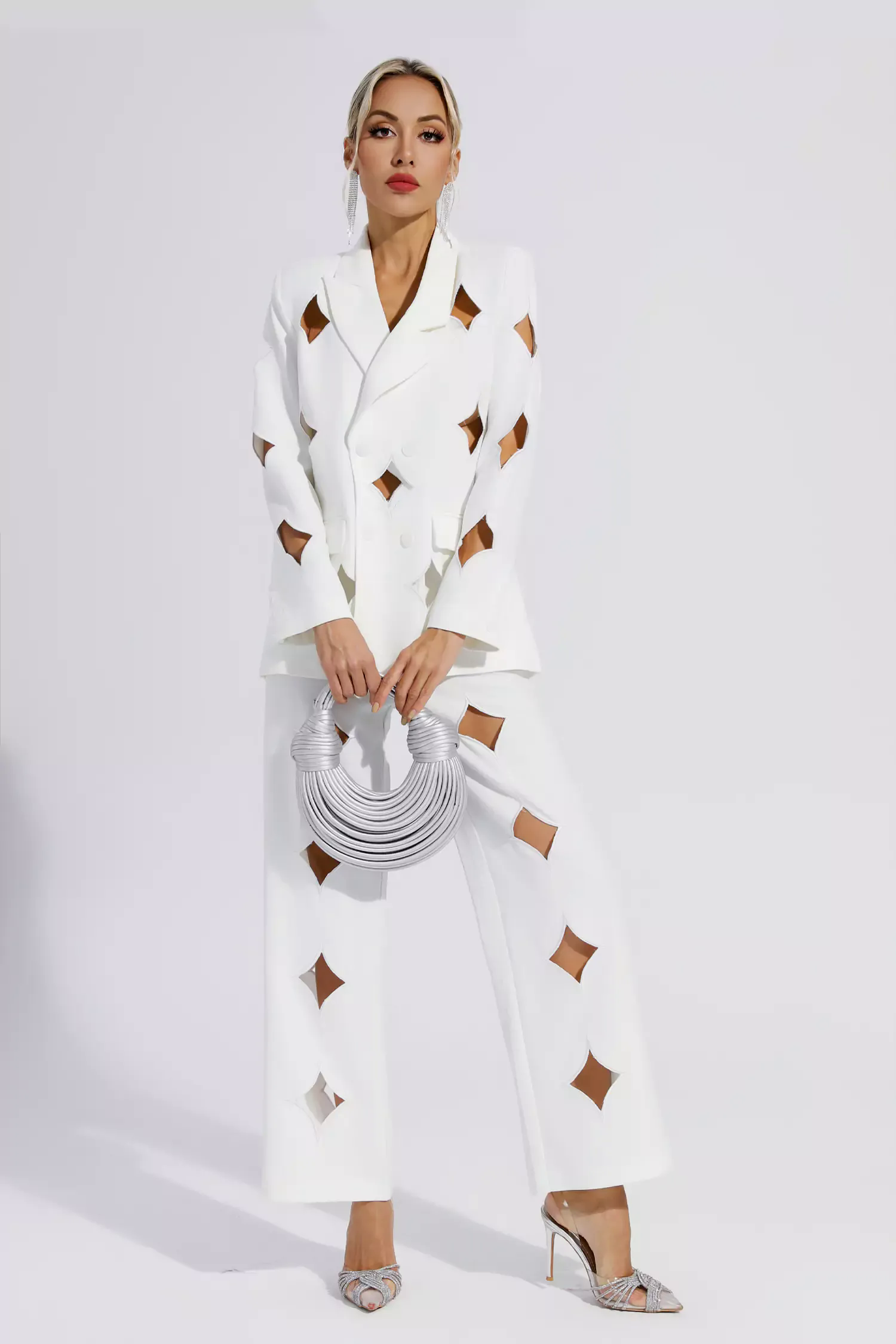 Kensley White Star Cutout Blazer Set Kensley White Star Cutout Blazer Set