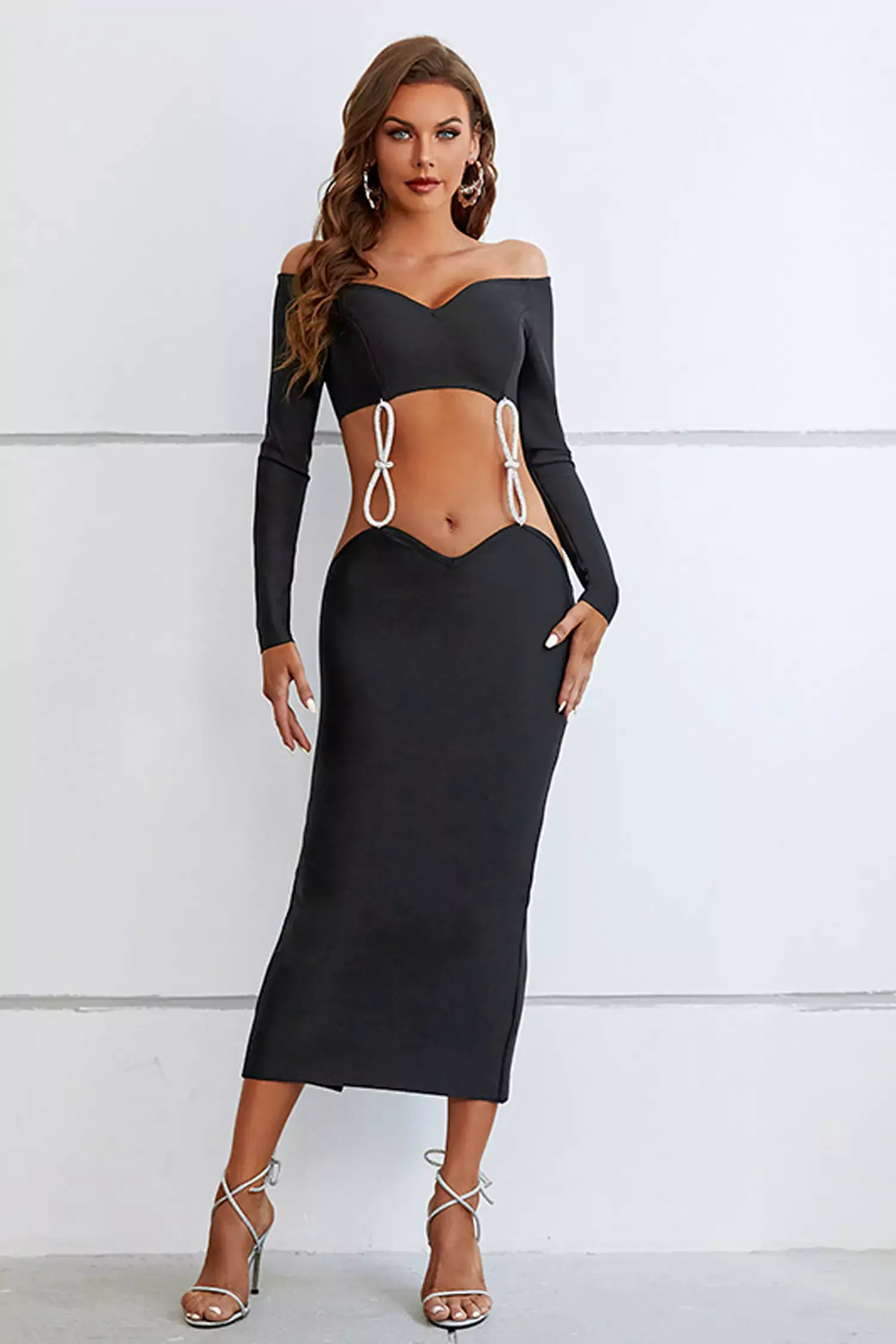 Amiyah Black Bandage Midi Dress Amiyah Black Bandage Midi Dress