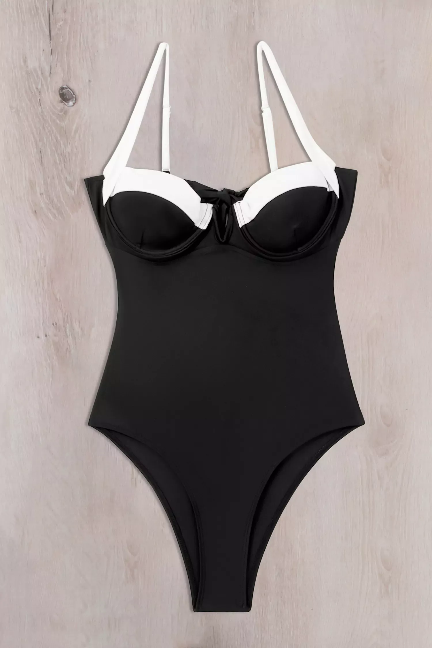 Soleil Black Steel Bra One Piece Swimwear