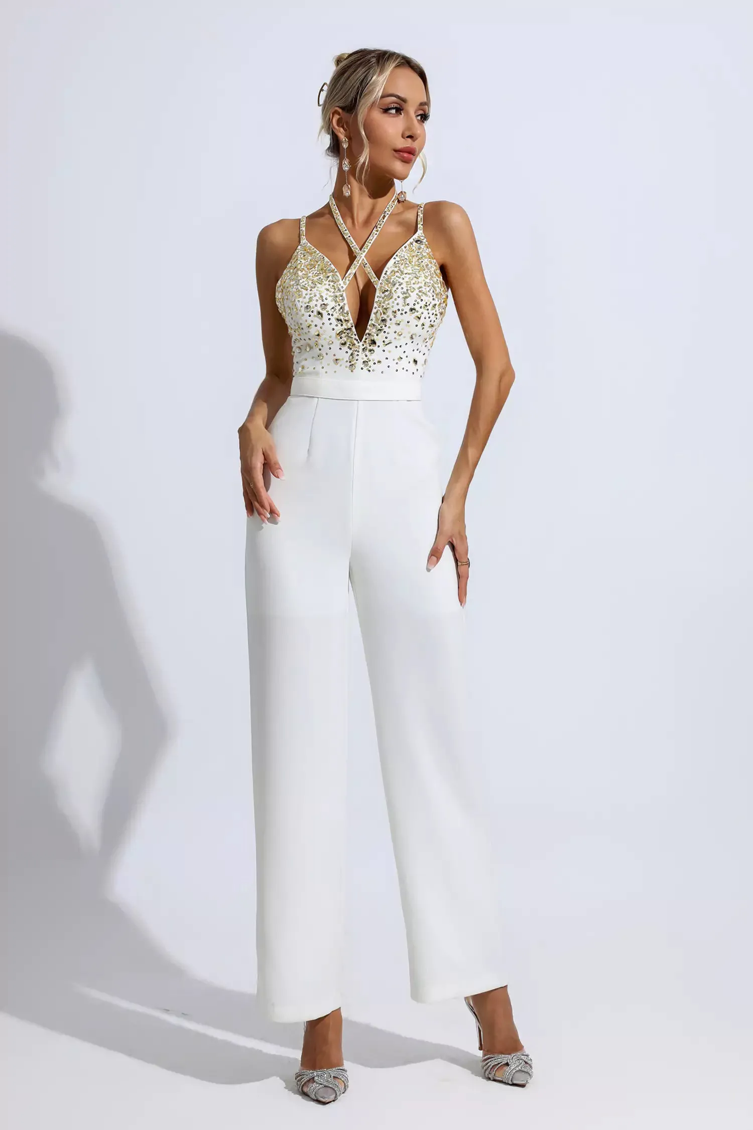 Matilda White Sequin Embellished Jumpsuit Matilda White Sequin Embellished Jumpsuit