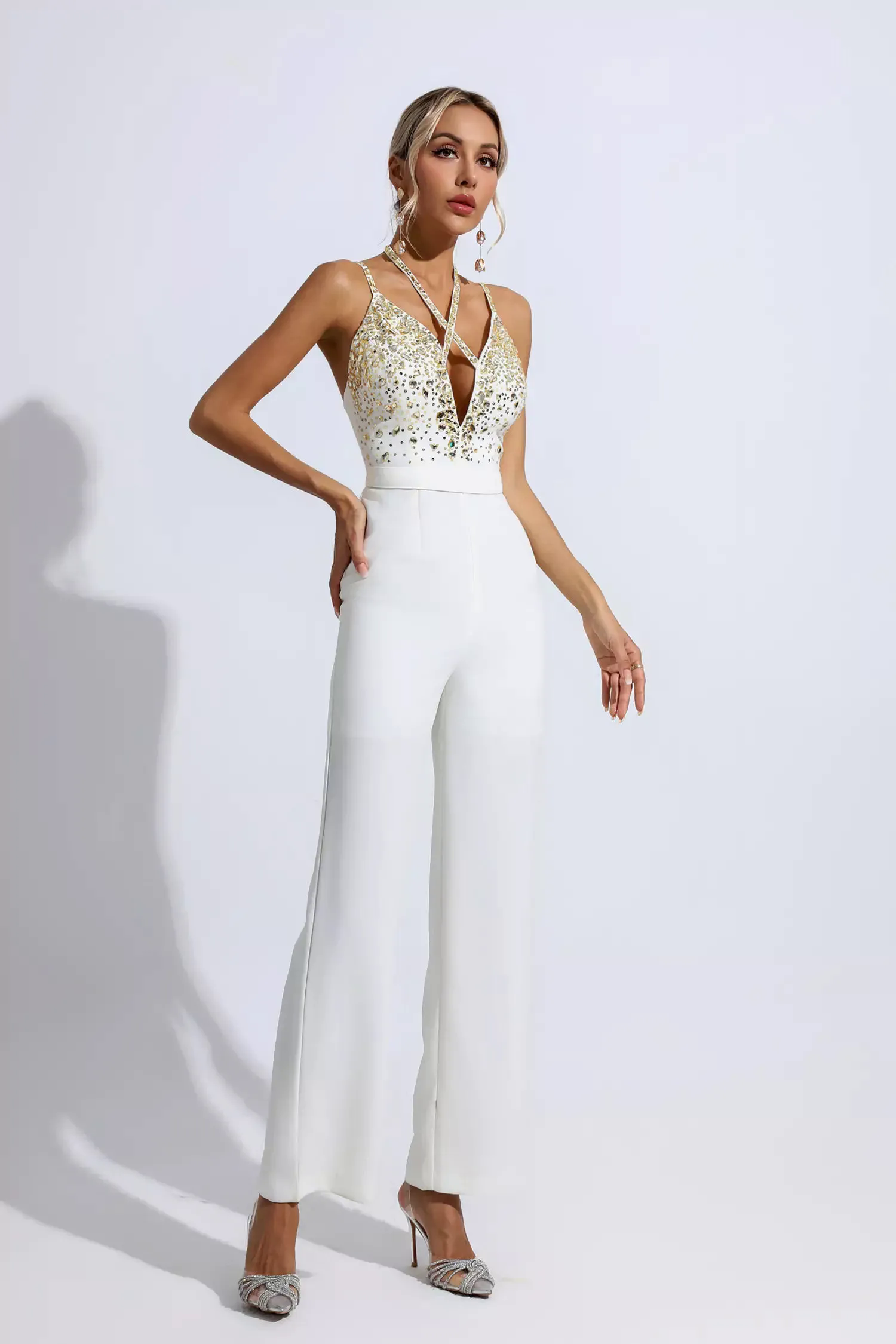 Matilda White Sequin Embellished Jumpsuit Matilda White Sequin Embellished Jumpsuit