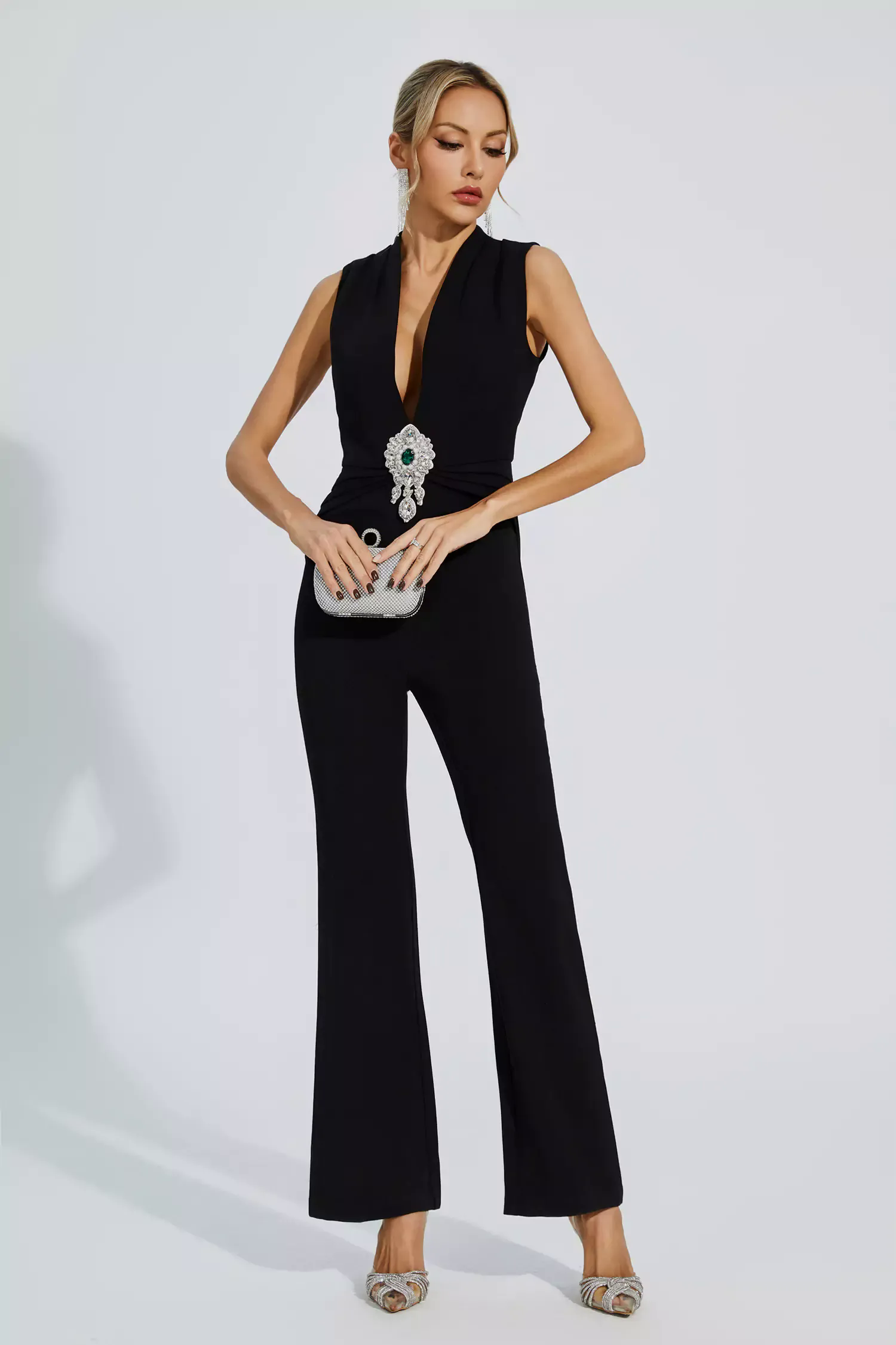 Elliot Black Beaded Diamond Jumpsuit Elliot Black Beaded Diamond Jumpsuit