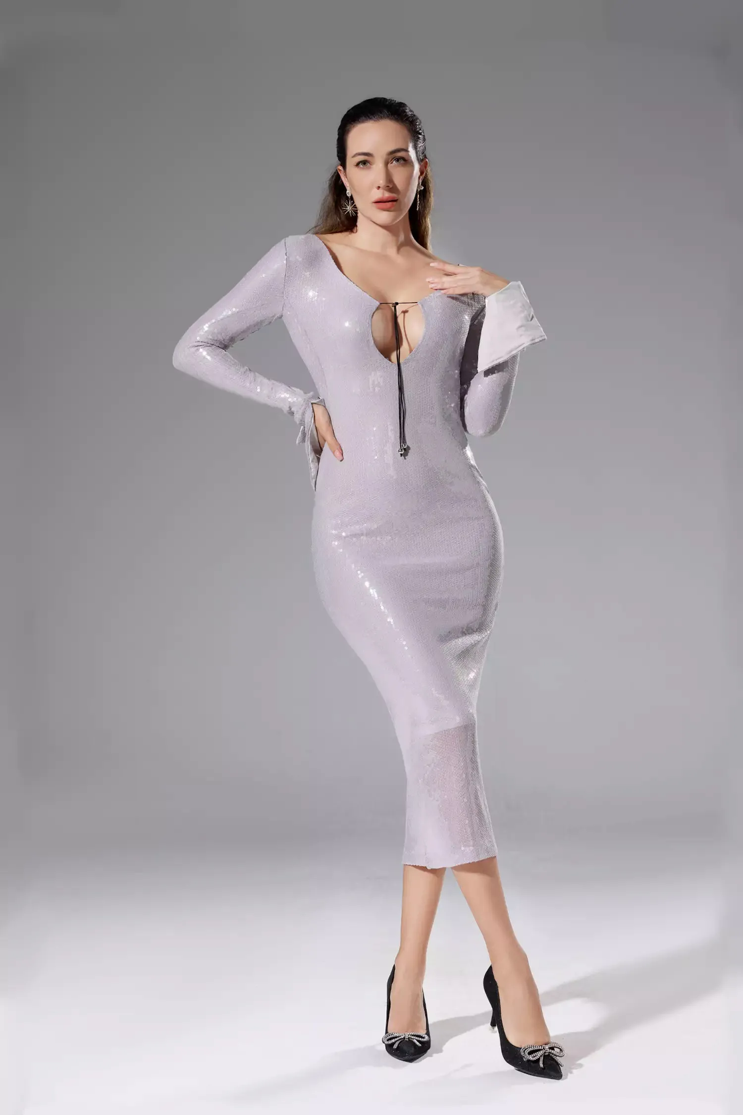Lilly Light Purple Sequin Maxi Dress