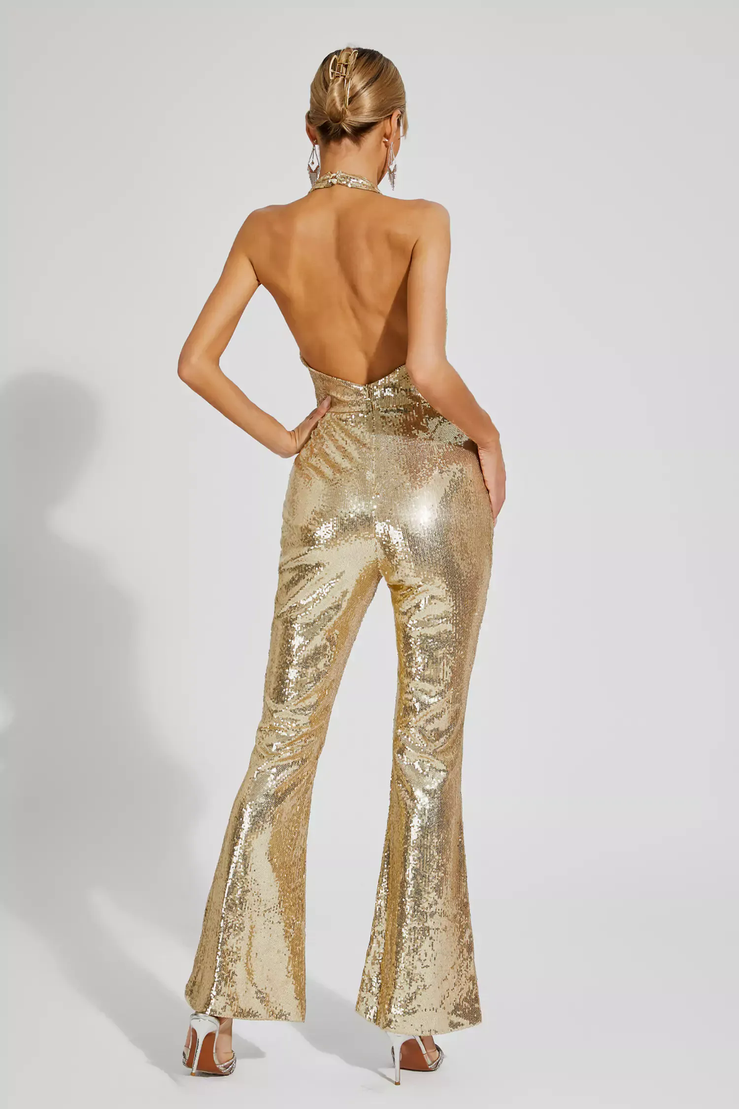 Kelly Gold Sequins Halter Jumpsuit Kelly Gold Sequins Halter Jumpsuit