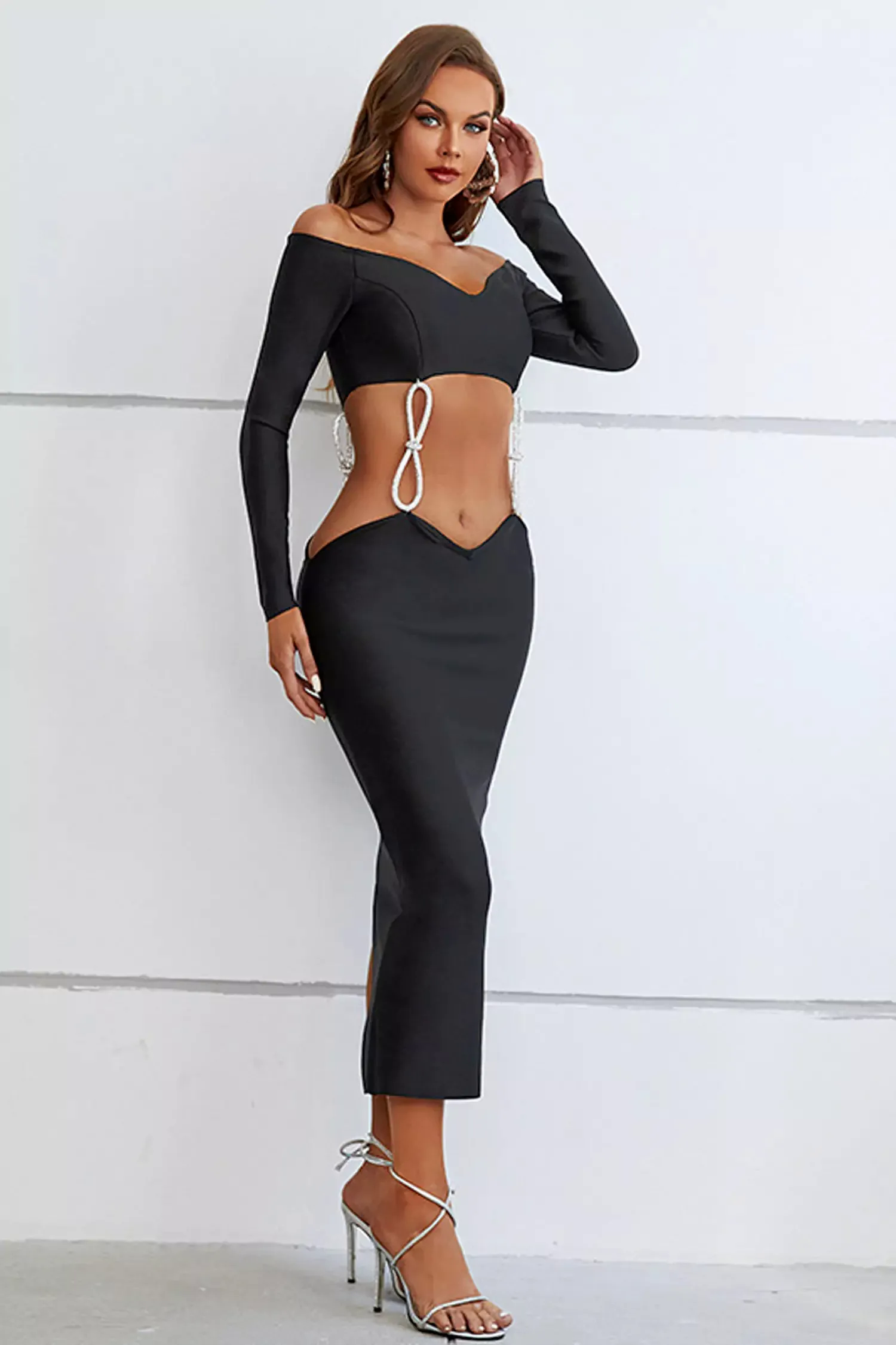 Amiyah Black Bandage Midi Dress Amiyah Black Bandage Midi Dress