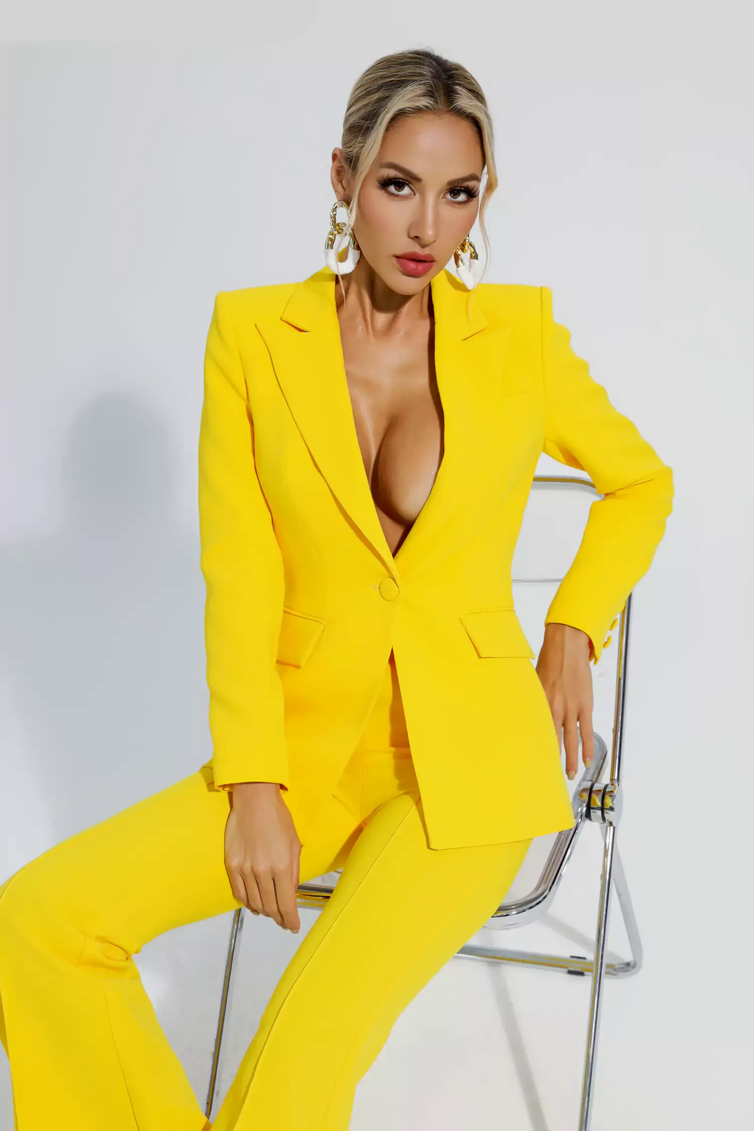 Sylvie Yellow Long Sleeve Blazer Set Sylvie Yellow Long Sleeve Blazer Set