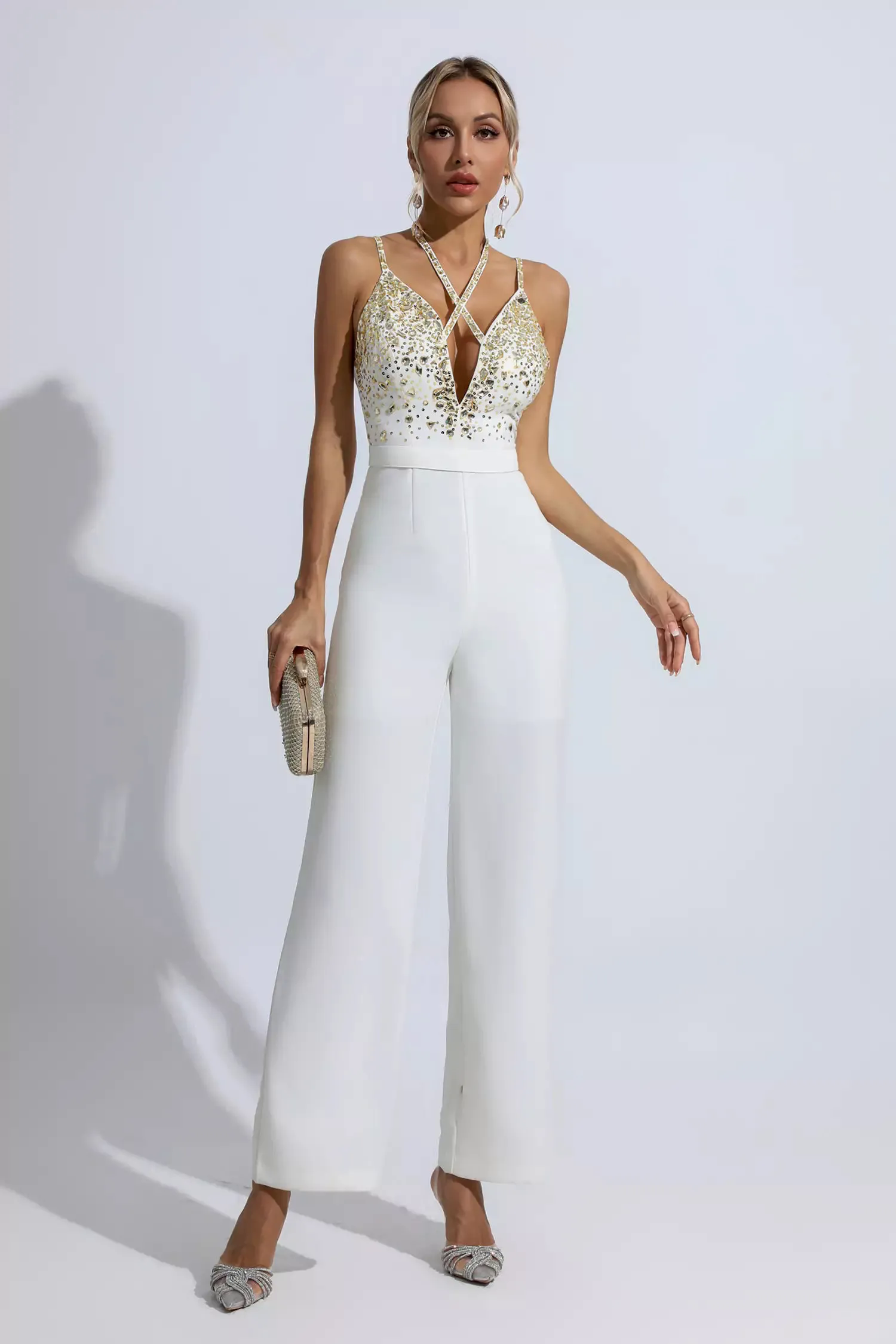 Matilda White Sequin Embellished Jumpsuit Matilda White Sequin Embellished Jumpsuit