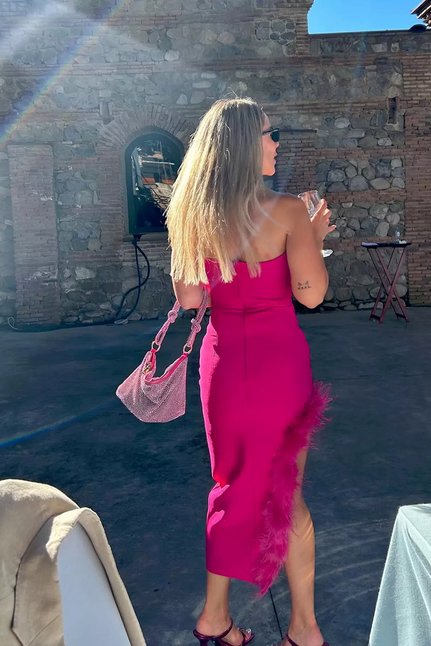 Payton Feather Dress-Rose Red Payton Feather Dress-Rose Red