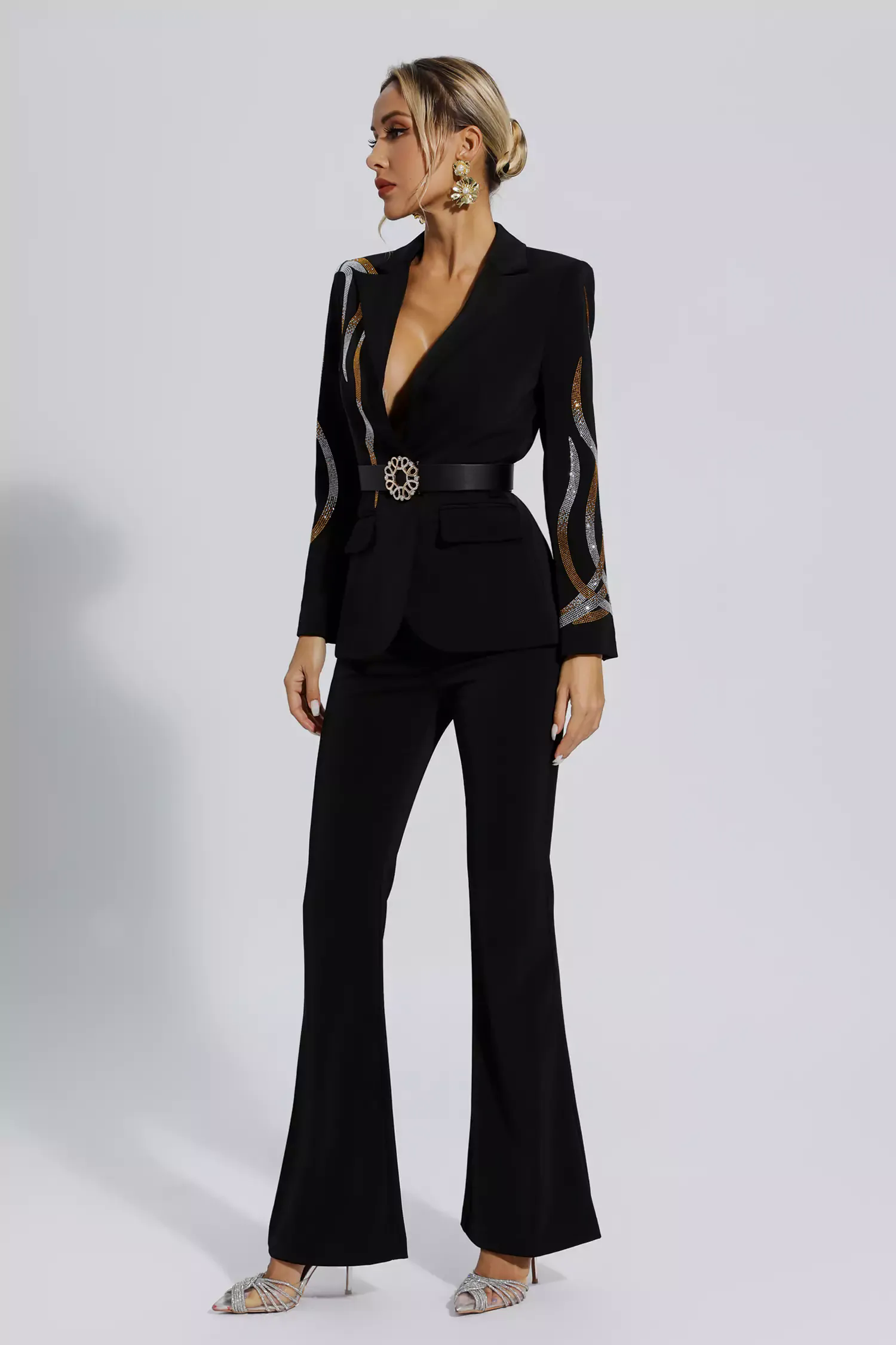 Analia Black Diamond Sequin Blazer Set Analia Black Diamond Sequin Blazer Set