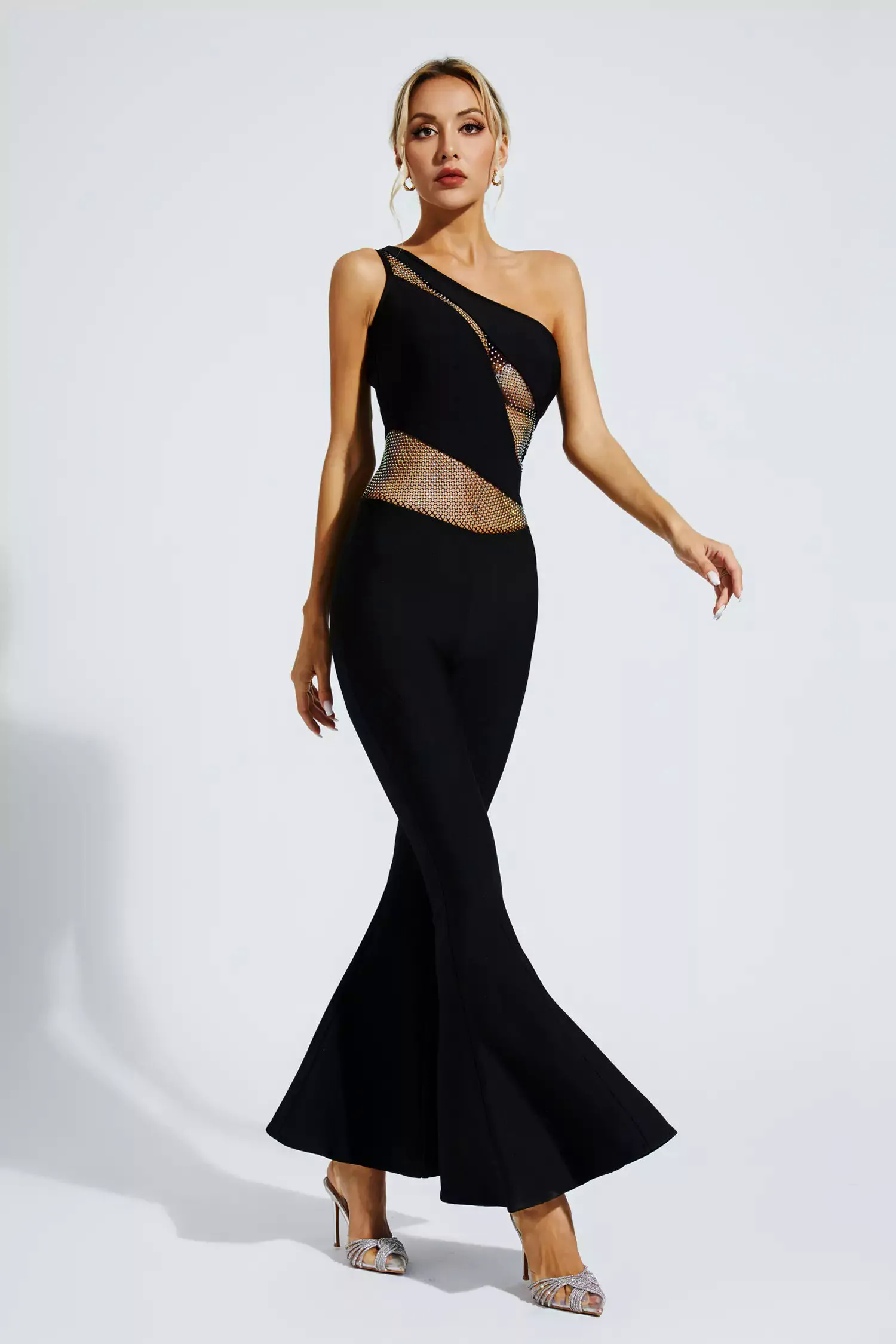 Meadow Black One-shoulder Cutout Jumpsuit Meadow Black One-shoulder Cutout Jumpsuit