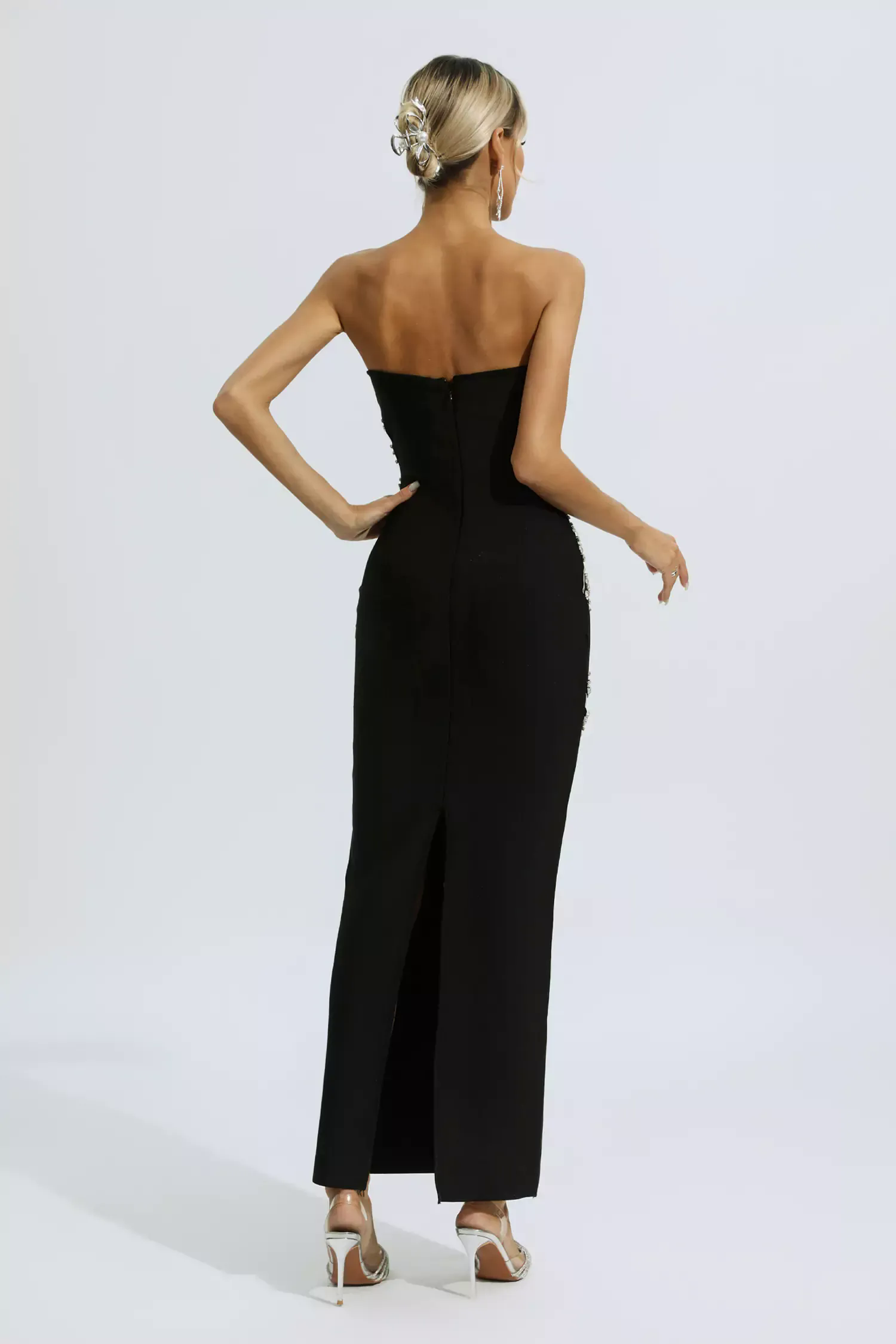 Nala Black Beading Mesh Bandage Dress Nala Black Beading Mesh Bandage Dress