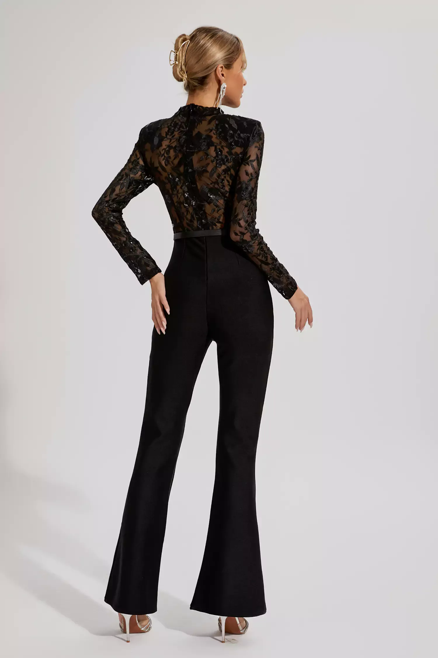 Simone Black Belted Lace Jumpsuit