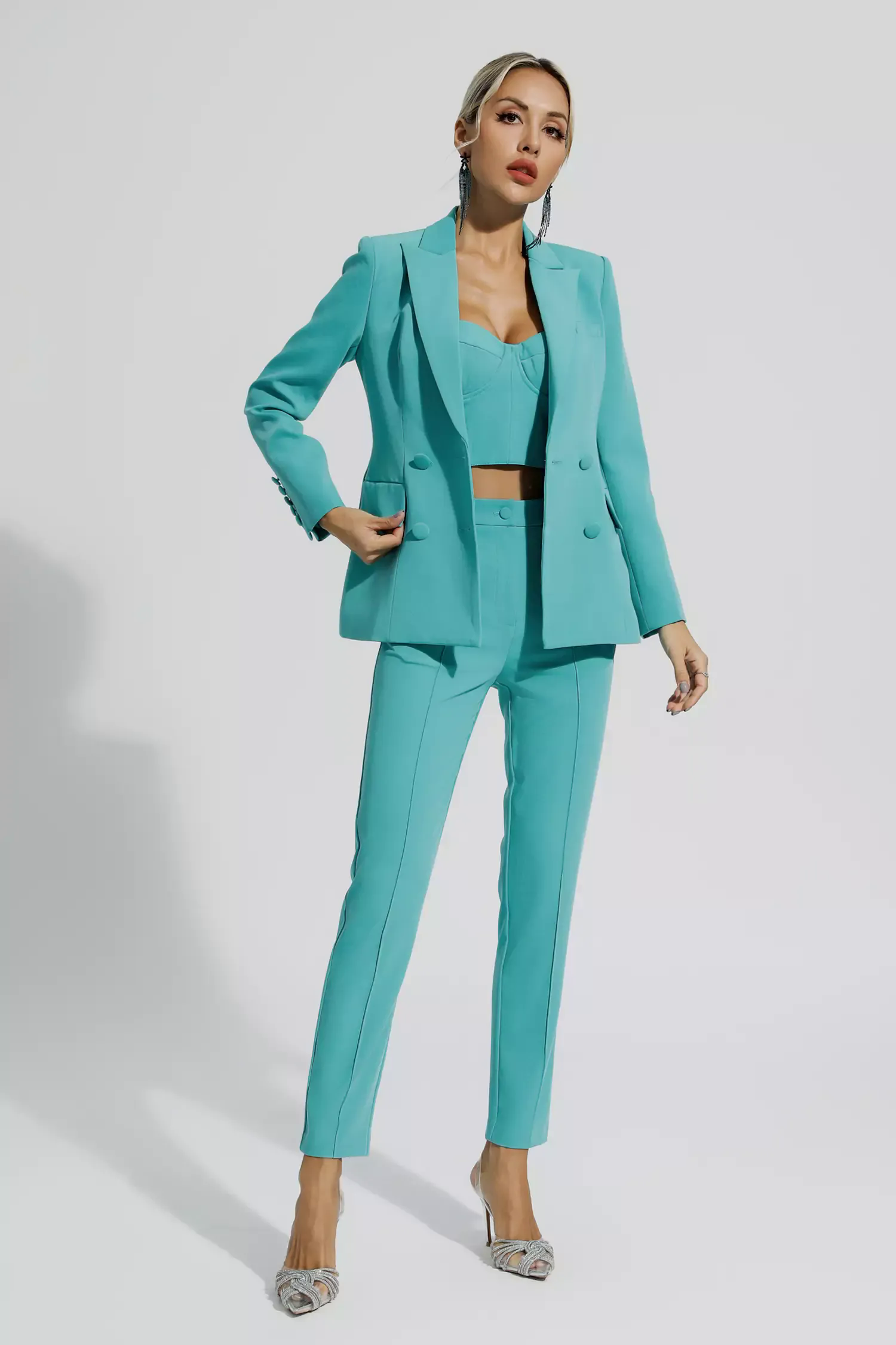 Leslie Blue Blazer Set