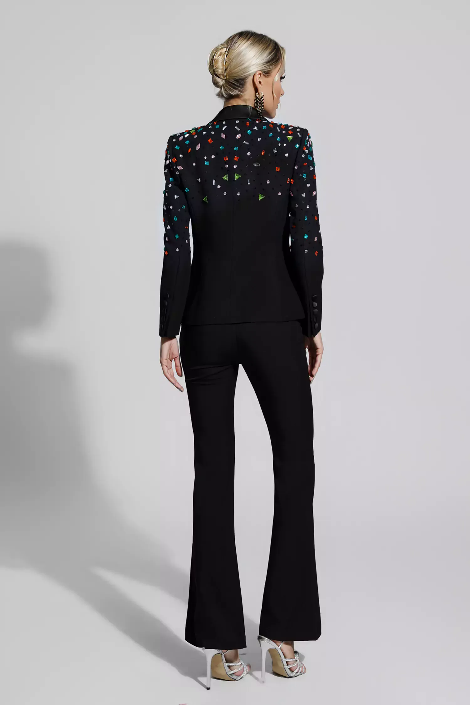 Emely Black Beaded Sequin Diamond Blazer Set Emely Black Beaded Sequin Diamond Blazer Set