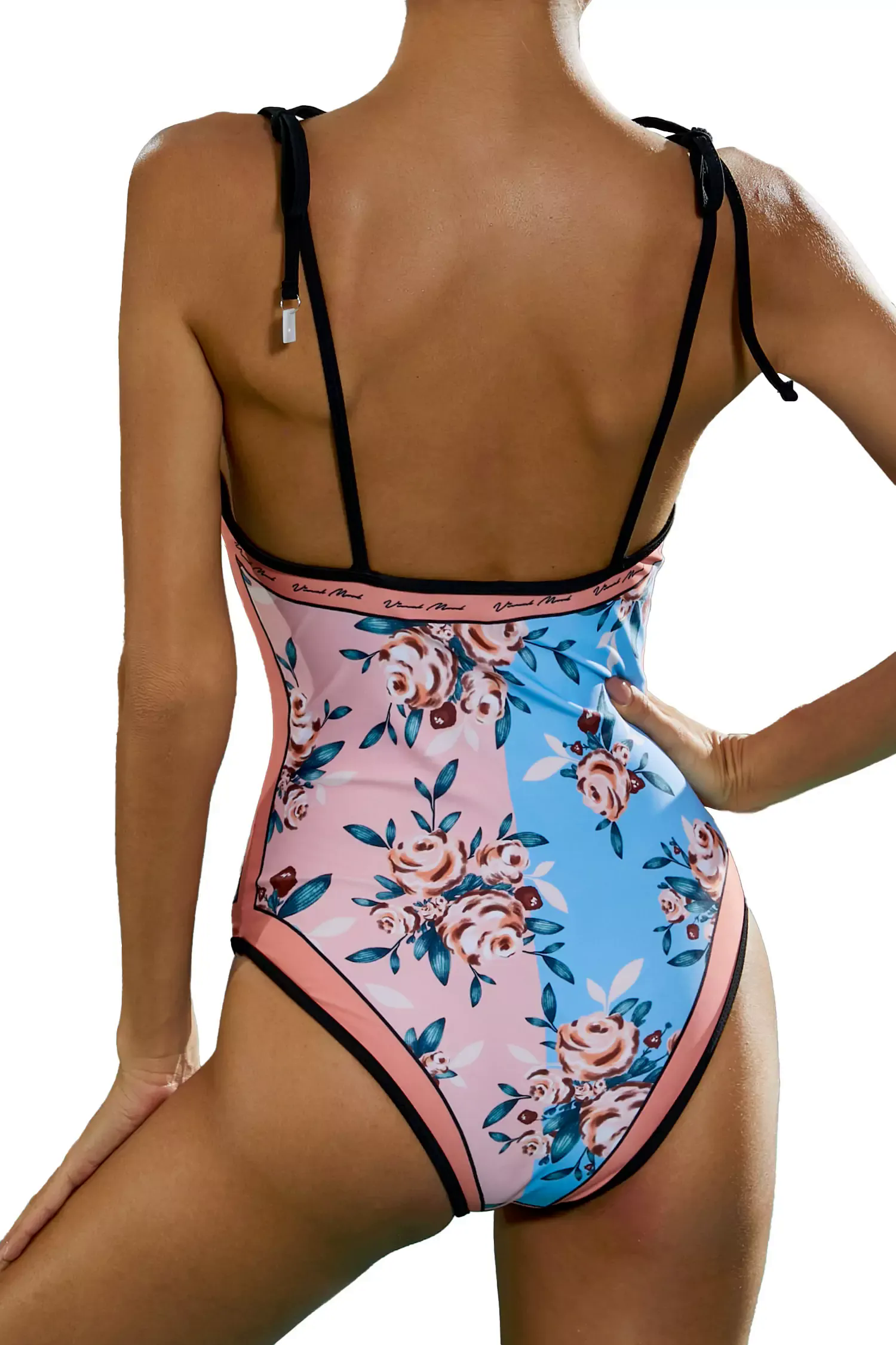 Sabina Pink Patchwork Pattern Swimwear Sabina Pink Patchwork Pattern Swimwear