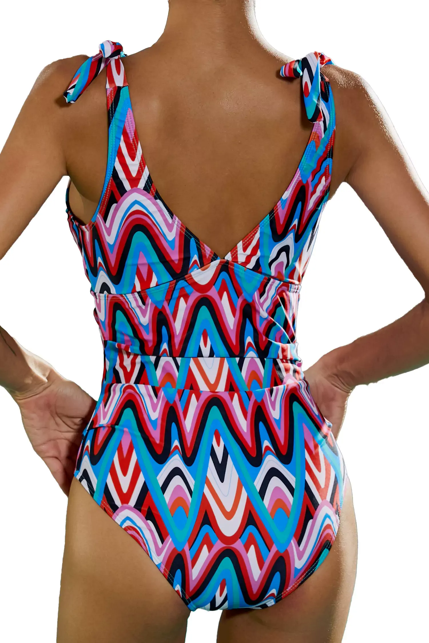 Aiyana Red Ripple One Piece Swimwear Aiyana Red Ripple One Piece Swimwear