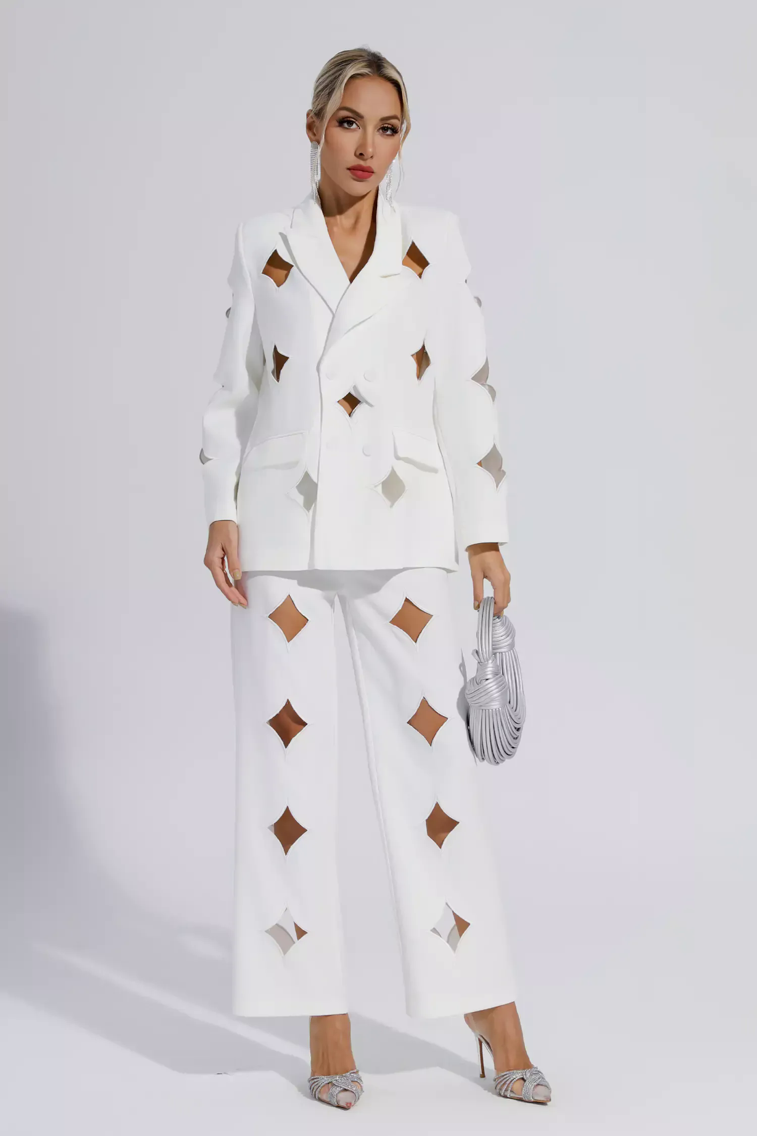 Kensley White Star Cutout Blazer Set Kensley White Star Cutout Blazer Set