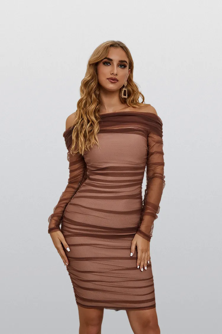 Ashley Brown Satin Ruched Bandage Dress Ashley Brown Satin Ruched Bandage Dress