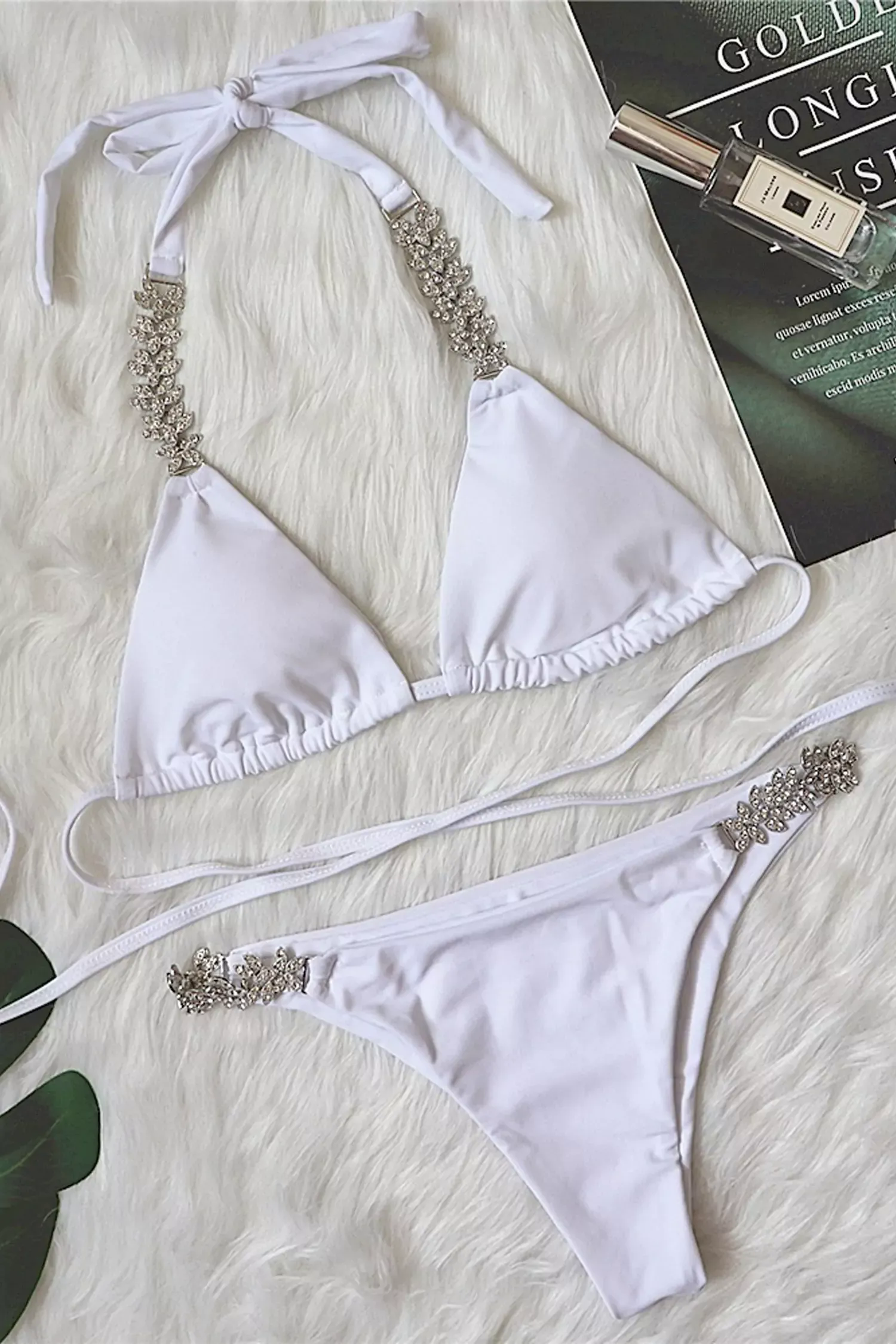 Vida White Halter Chain Bikinis Vida White Halter Chain Bikinis