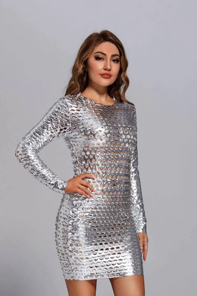 Luna Silver Mesh Bodycon Dress Luna Silver Mesh Bodycon Dress