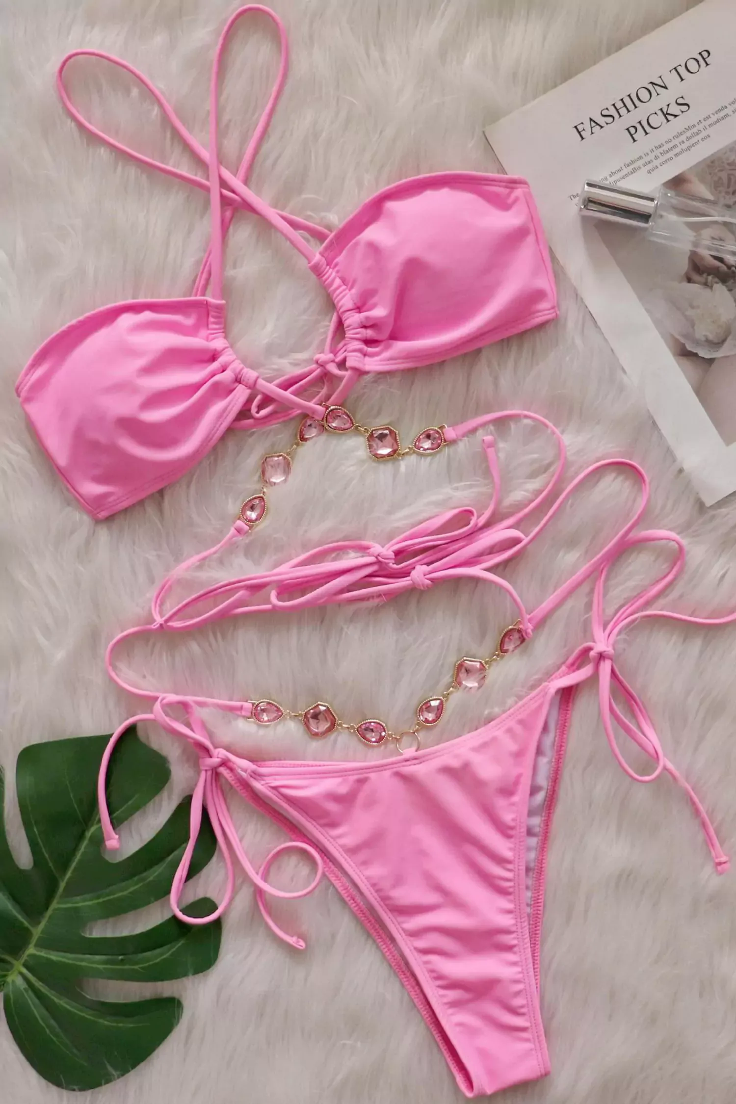 Ellen Pink Diamond Halter Strap Bikini Ellen Pink Diamond Halter Strap Bikini