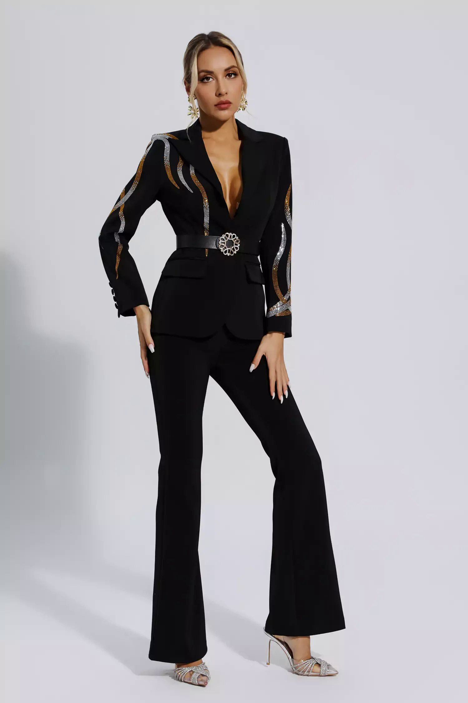 Analia Black Diamond Sequin Blazer Set Analia Black Diamond Sequin Blazer Set