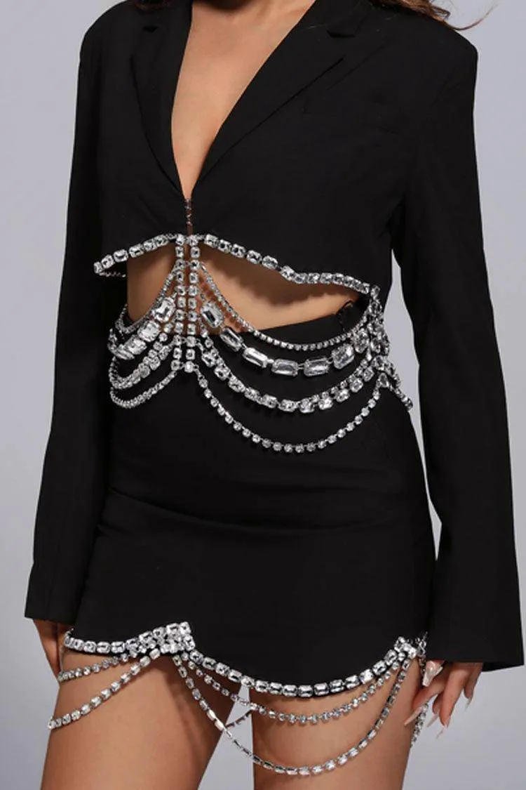 Ava Black Diamante Blazer Set Ava Black Diamante Blazer Set