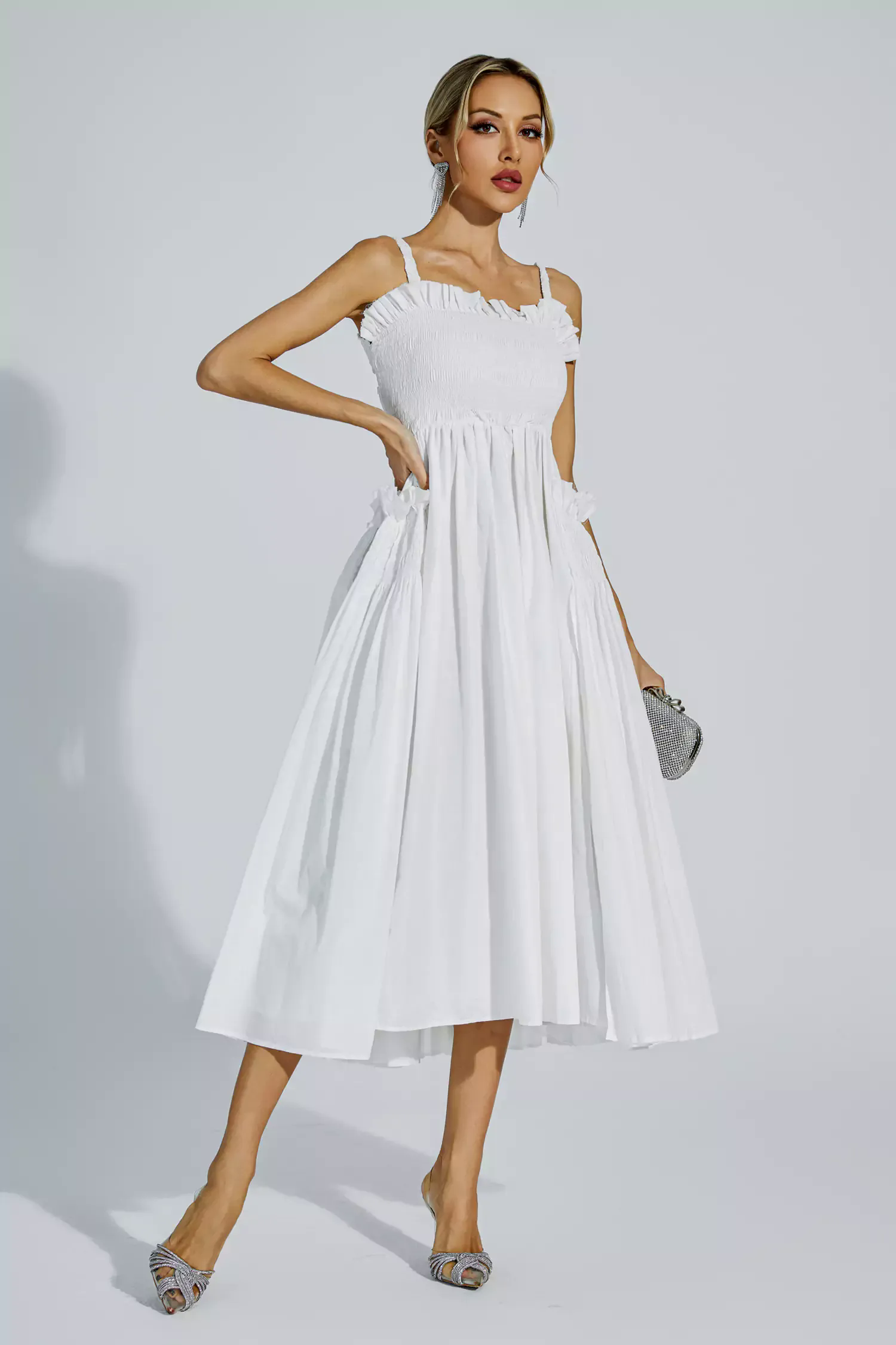Adele White Slip Midi Dress Adele White Slip Midi Dress