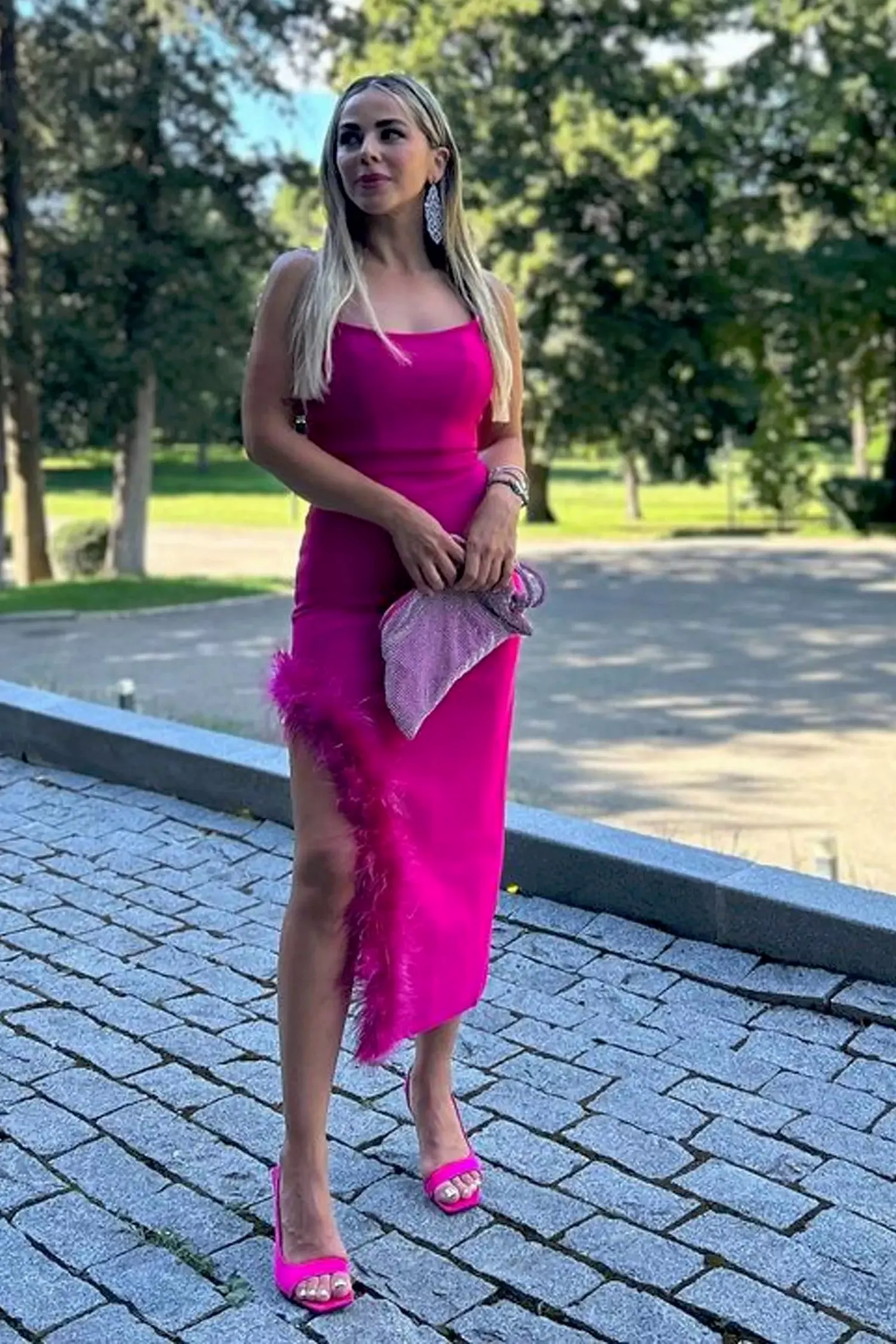 Payton Feather Dress-Rose Red Payton Feather Dress-Rose Red