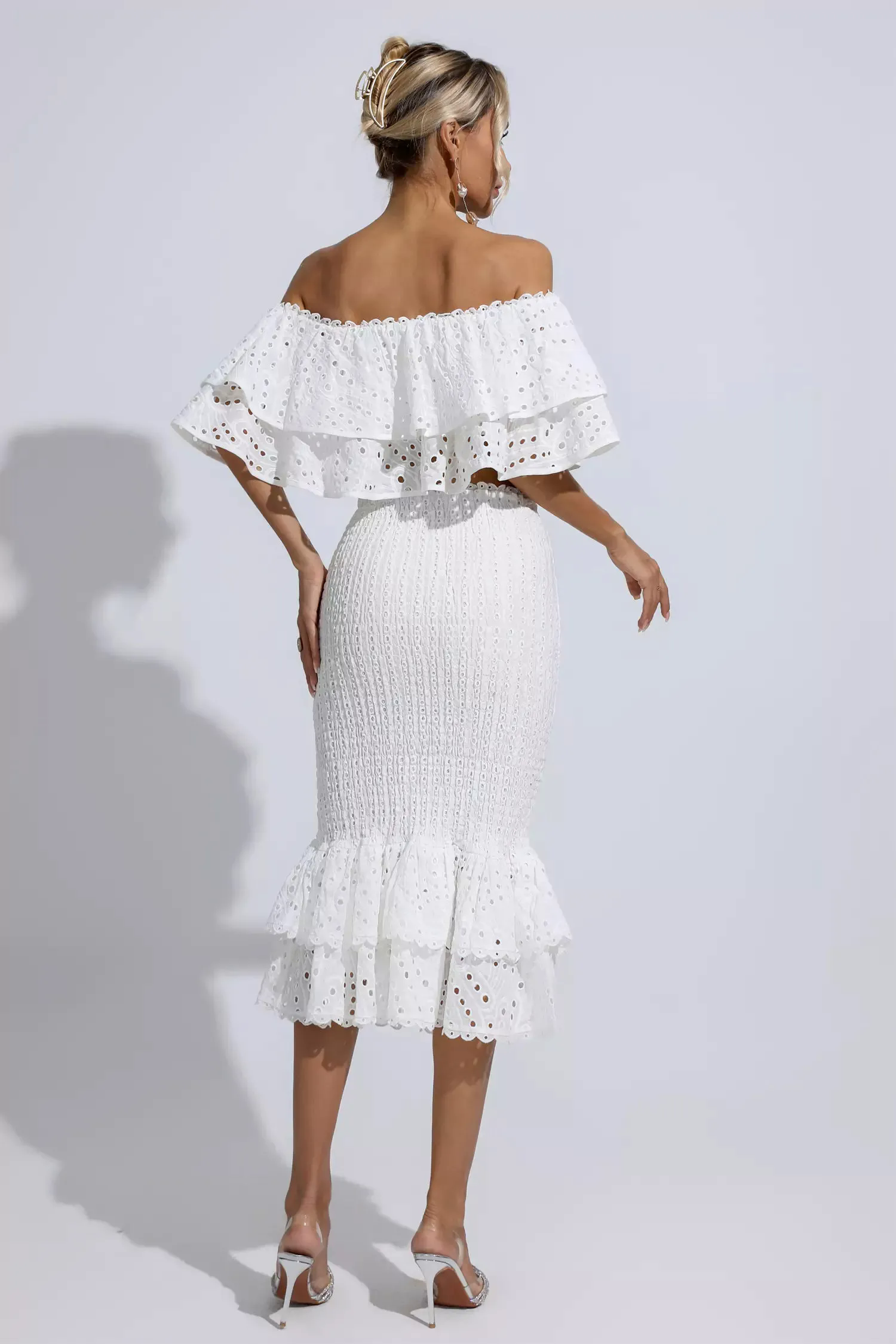 Anaya White Cutout Ruffle Set Anaya White Cutout Ruffle Set