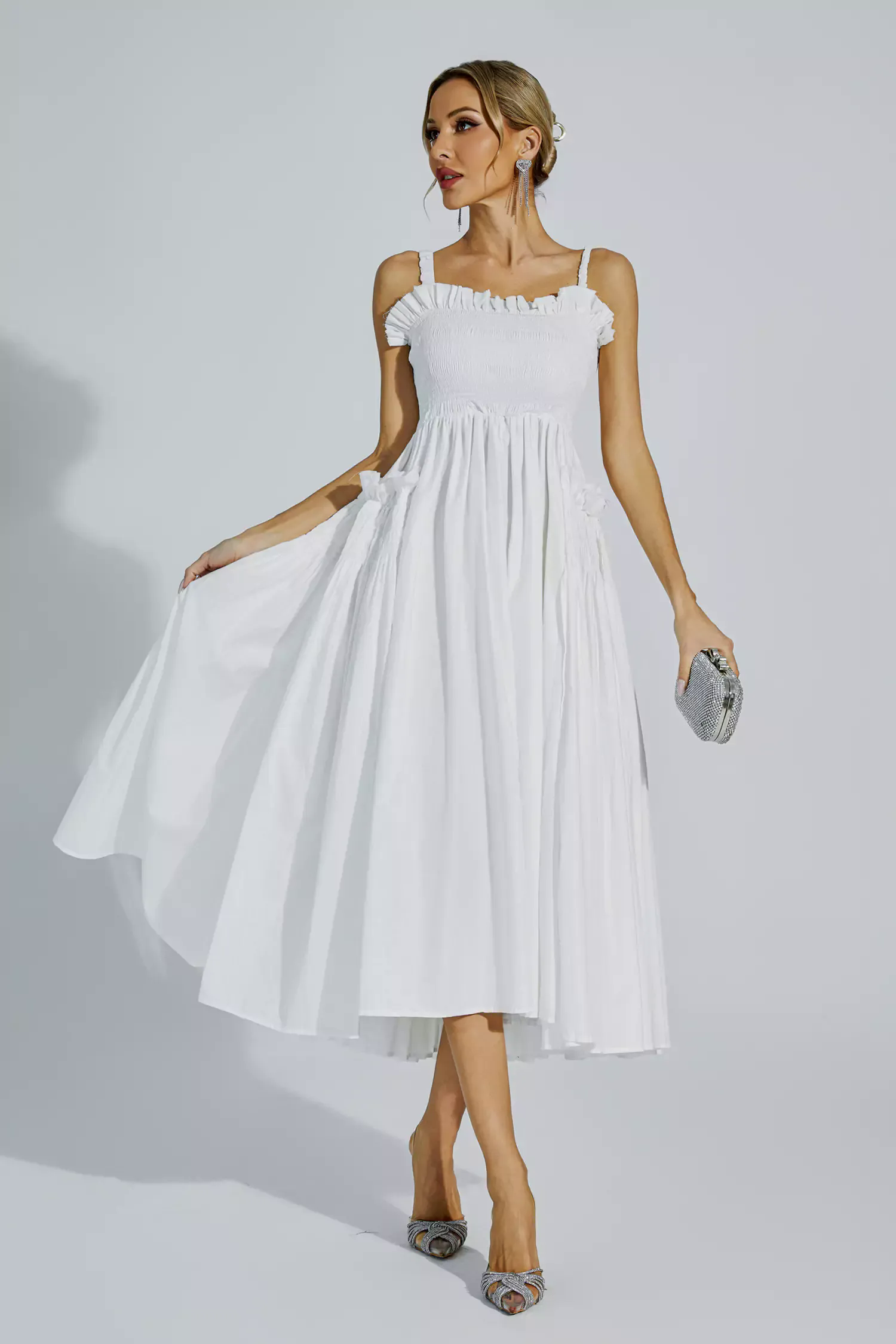 Adele White Slip Midi Dress Adele White Slip Midi Dress