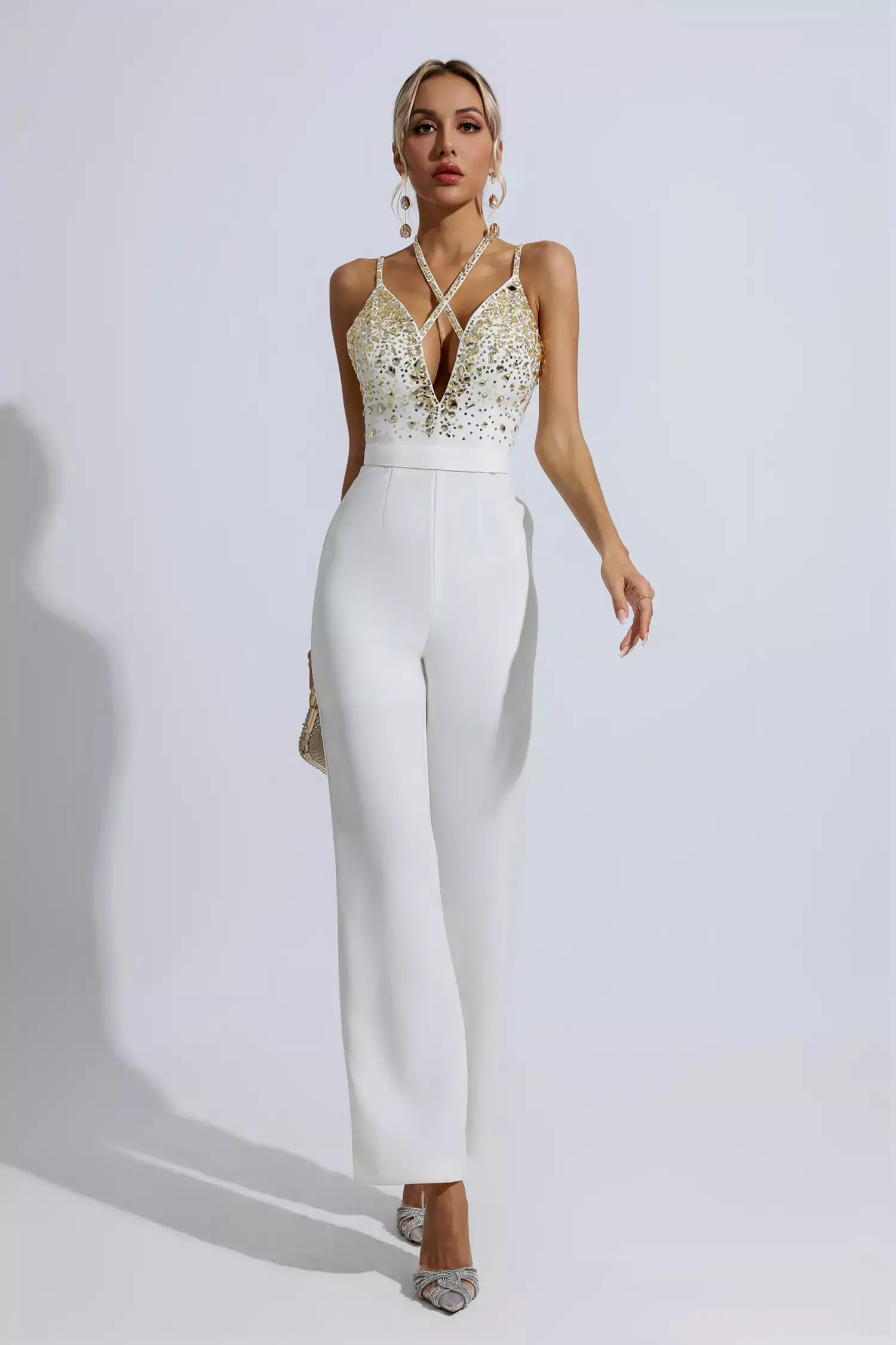 Matilda White Sequin Embellished Jumpsuit Matilda White Sequin Embellished Jumpsuit