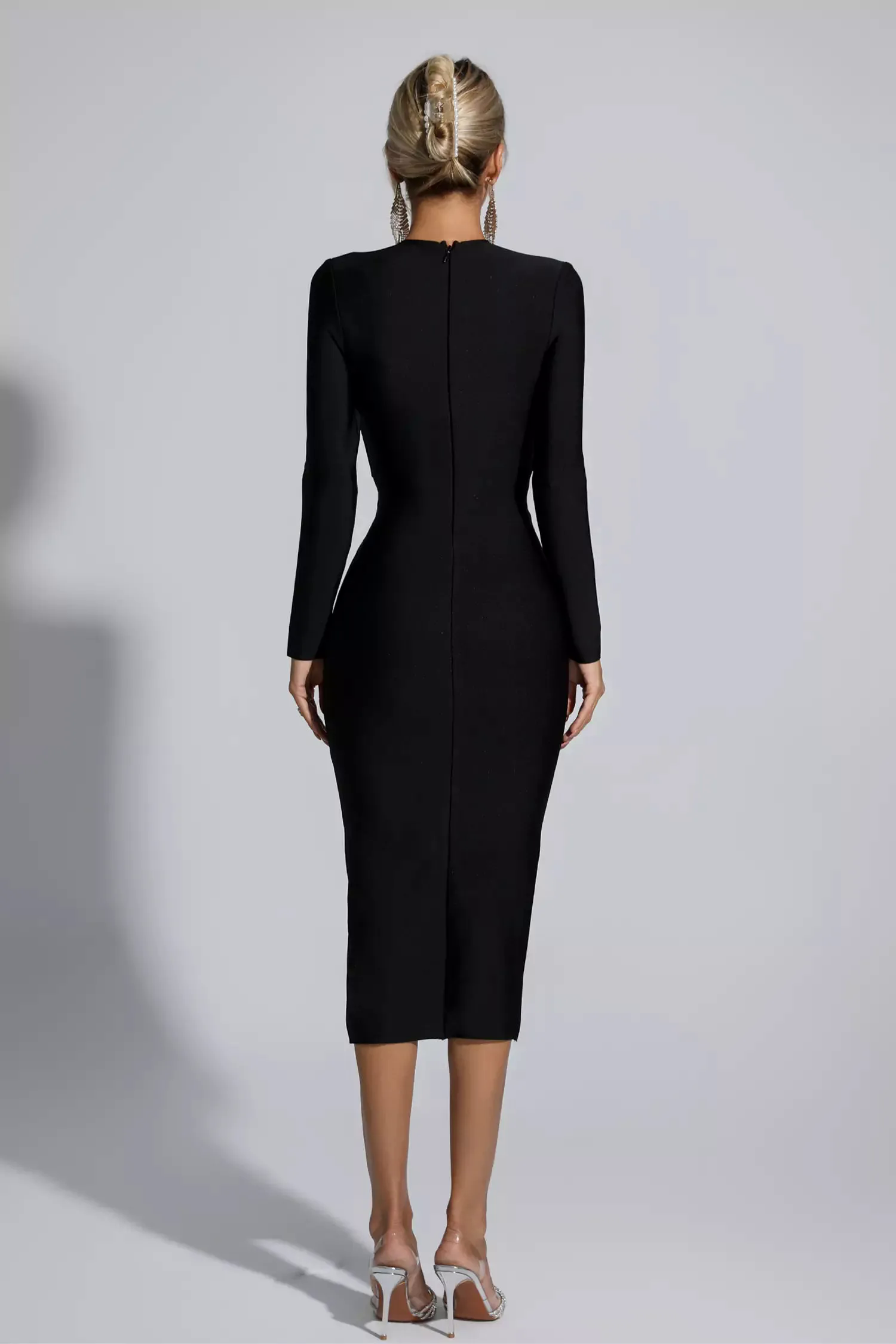 Addilyn Black Hollow Out Bandage Midi Dress Addilyn Black Hollow Out Bandage Midi Dress