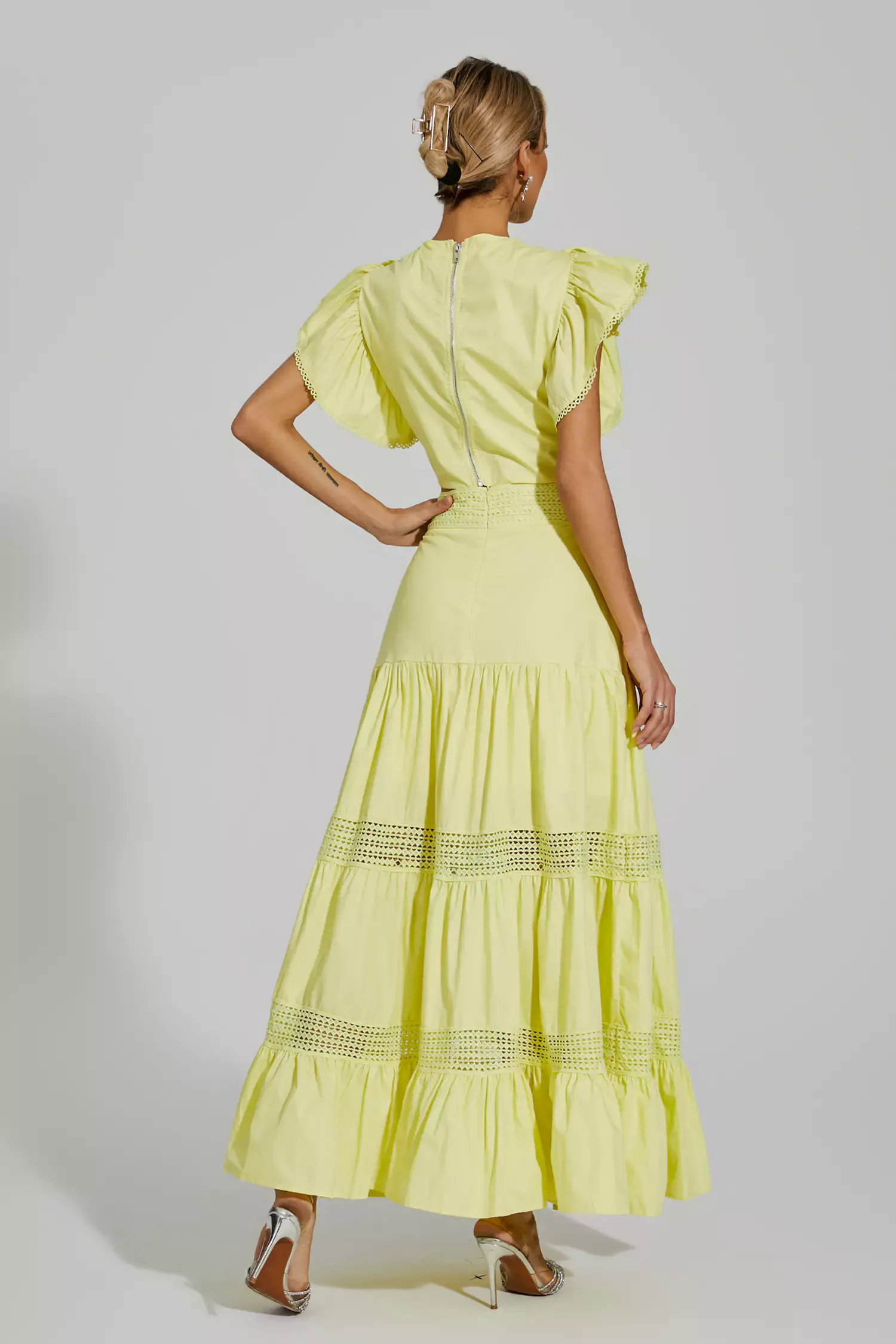 Zoie Yellow Ruffled Sleeveless Set